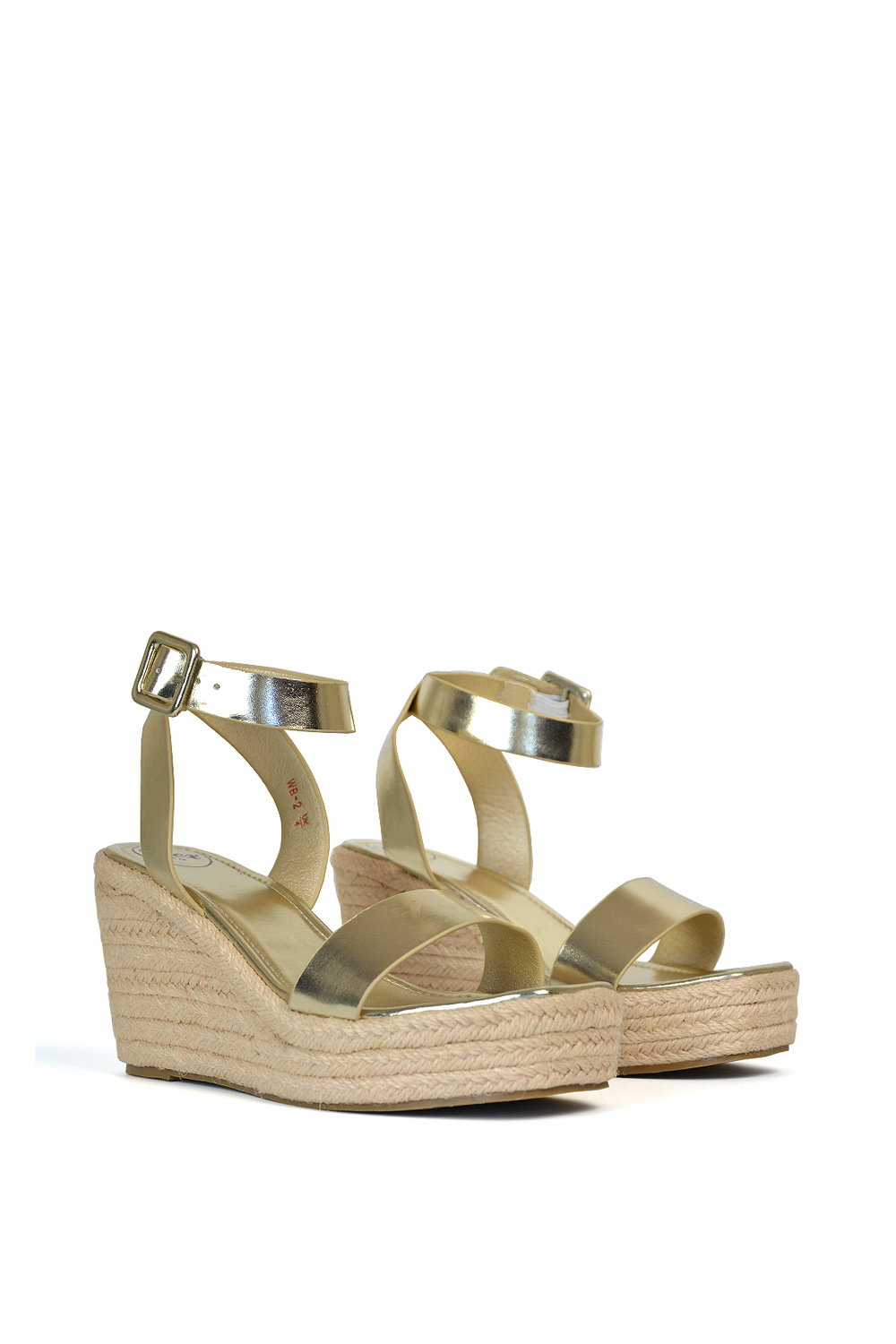 Gold XY LONDON Gold 'Linda' Strappy Platform Woven Wedge Heel Sandals, Image 5 of 5