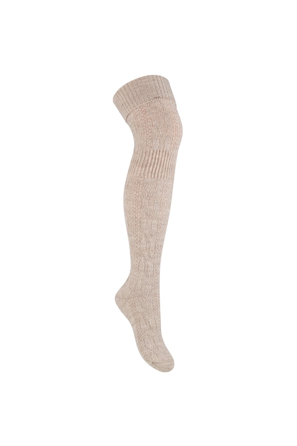 Beige 1 Pack Over The Knee Wool Socks, Image 1 of 5