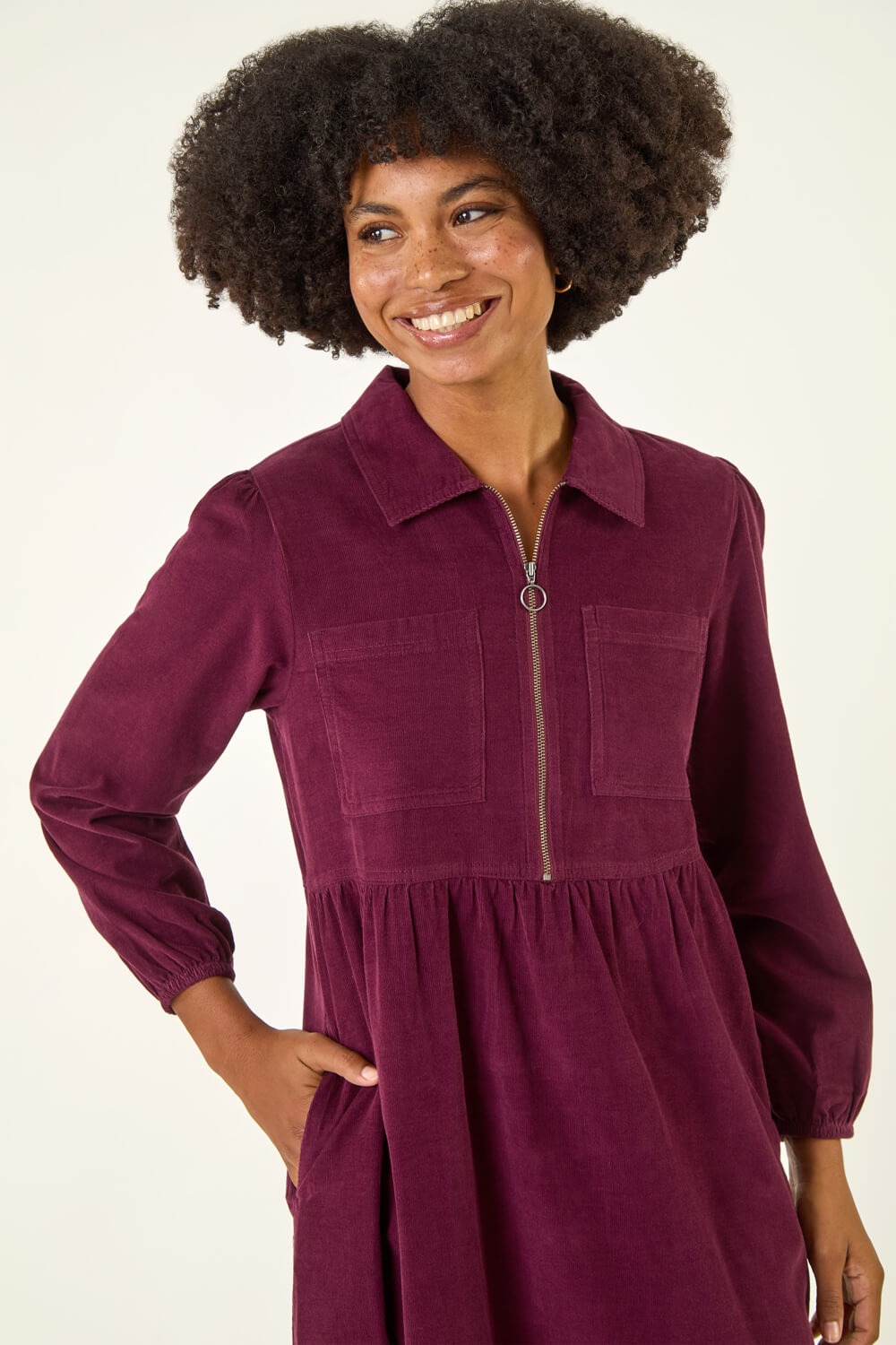 white brunch dresses Zia Cord Pocket Shirt Dress-Copper Brown