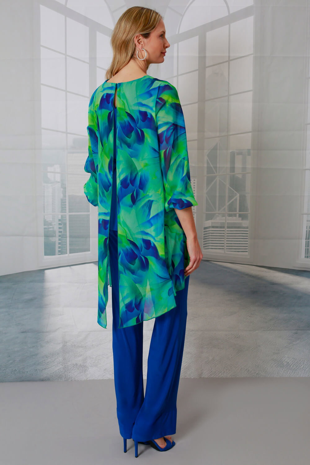 Jade Julianna V-Neck Chiffon Overlay Top, Image 4 of 4
