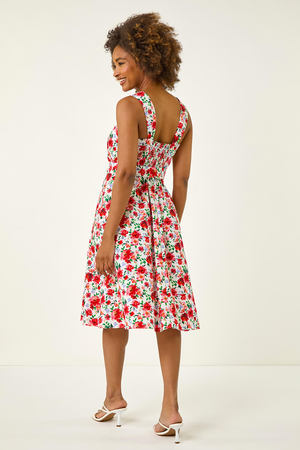 sachin and babi light blue dress Open back satin midi dress in black white floral