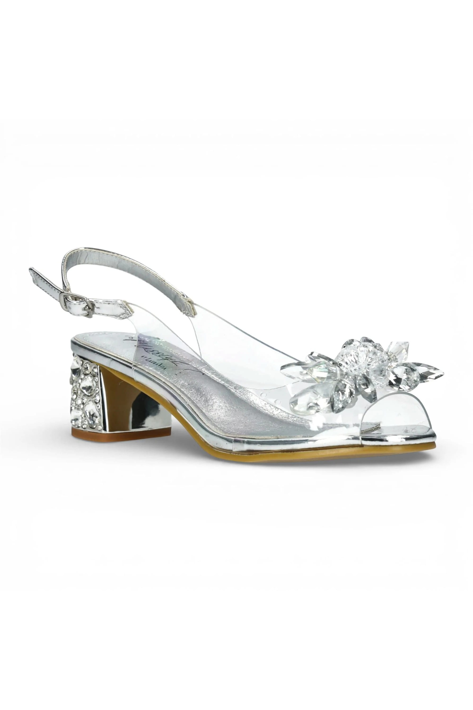Silver Women’s Cinderella Heel Sandals-Mily-22, Image 2 of 7