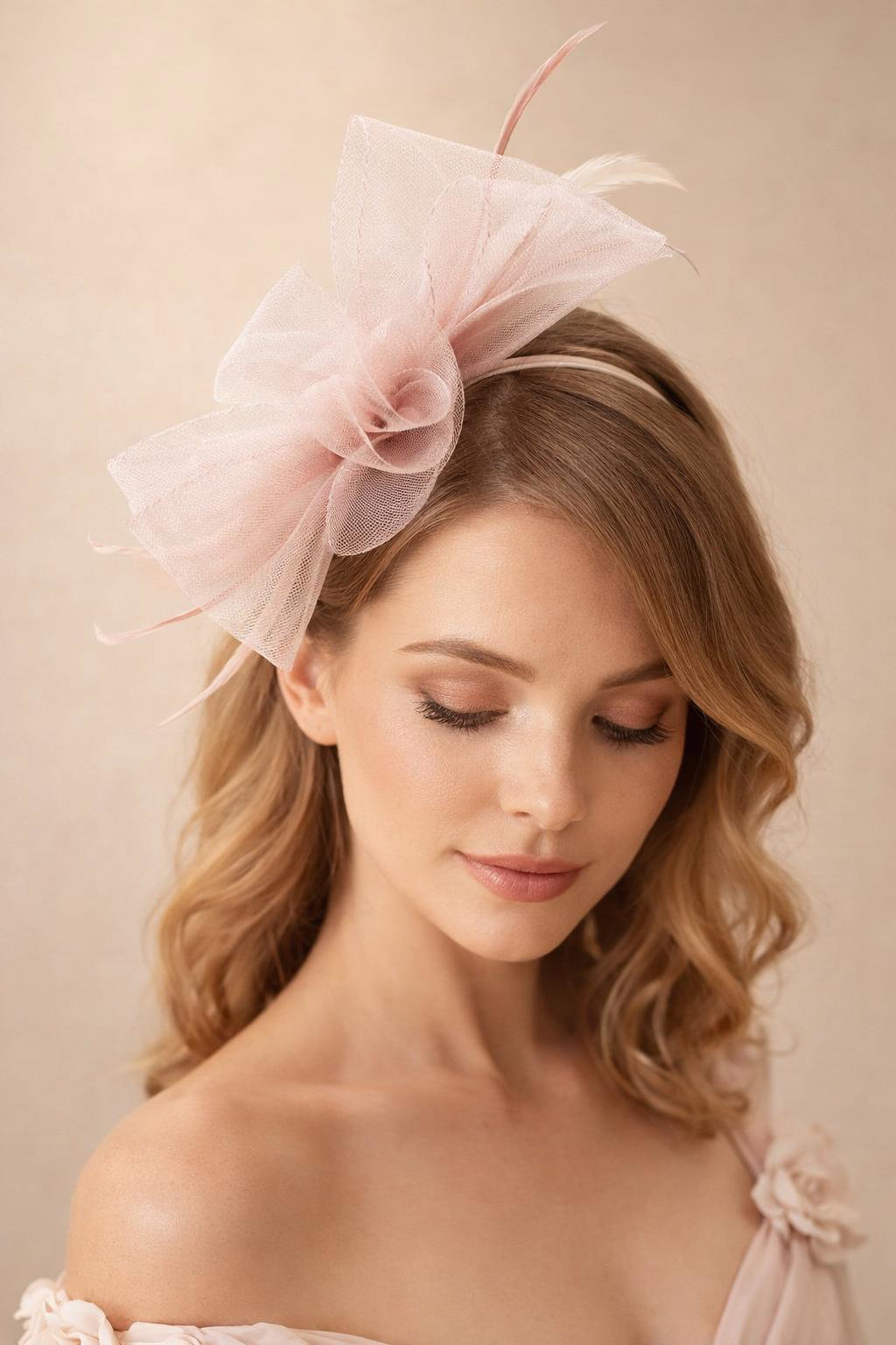 Pink Knot Feather Fascinator