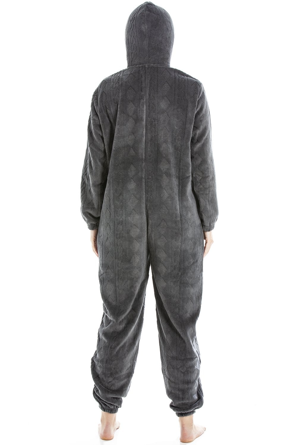 Charcoal Camille Lingerie Charcoal Supersoft Hooded Onesie, Image 5 of 5