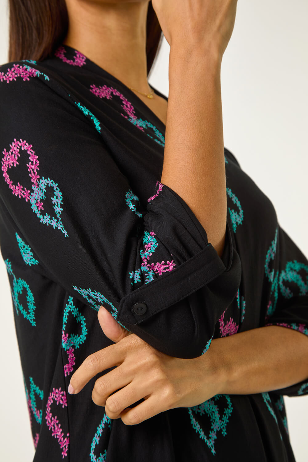 Black Heart Print Longline Blouse, Image 6 of 5