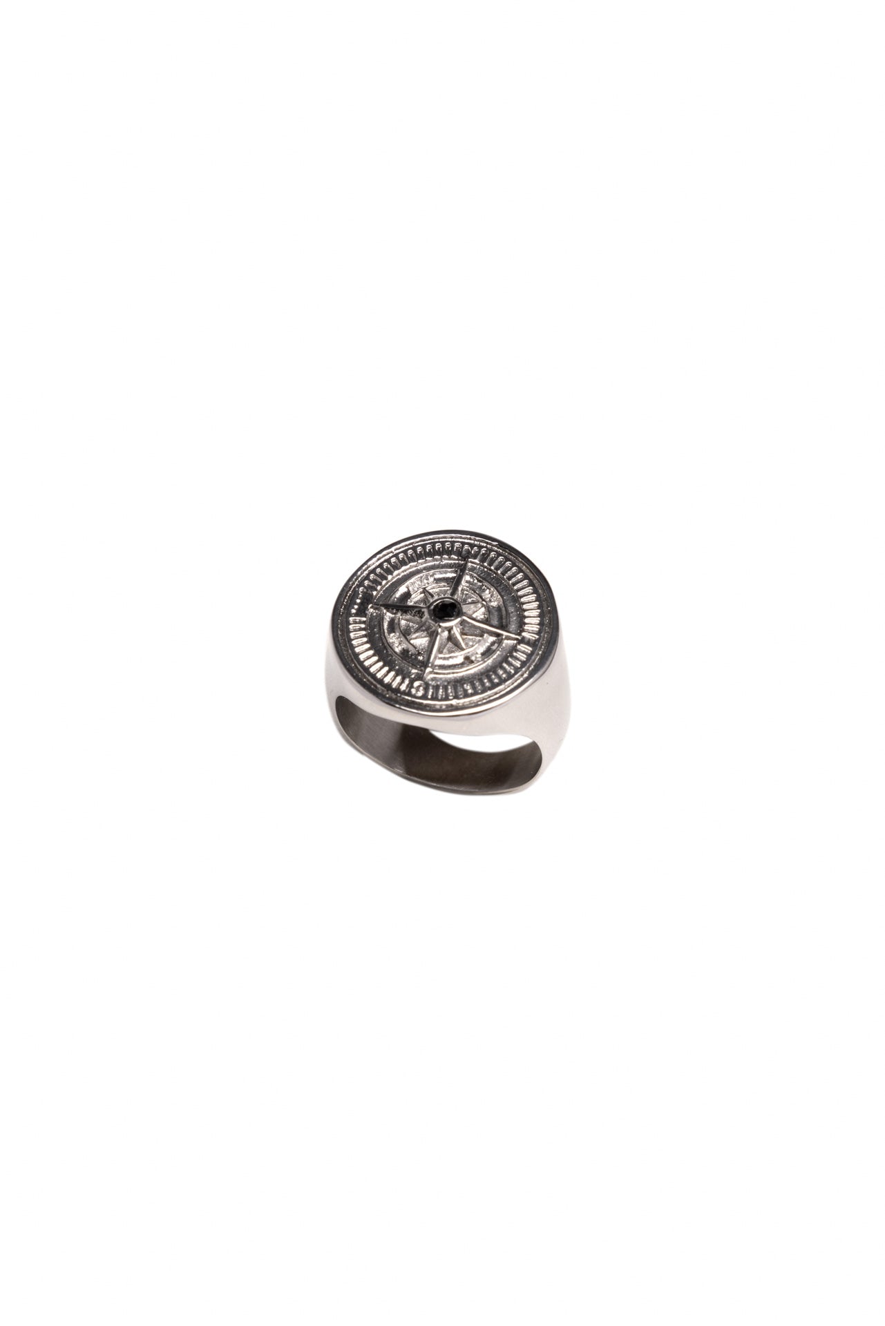 Silver Compass Signet Pinky Ring, Image 2 of 3