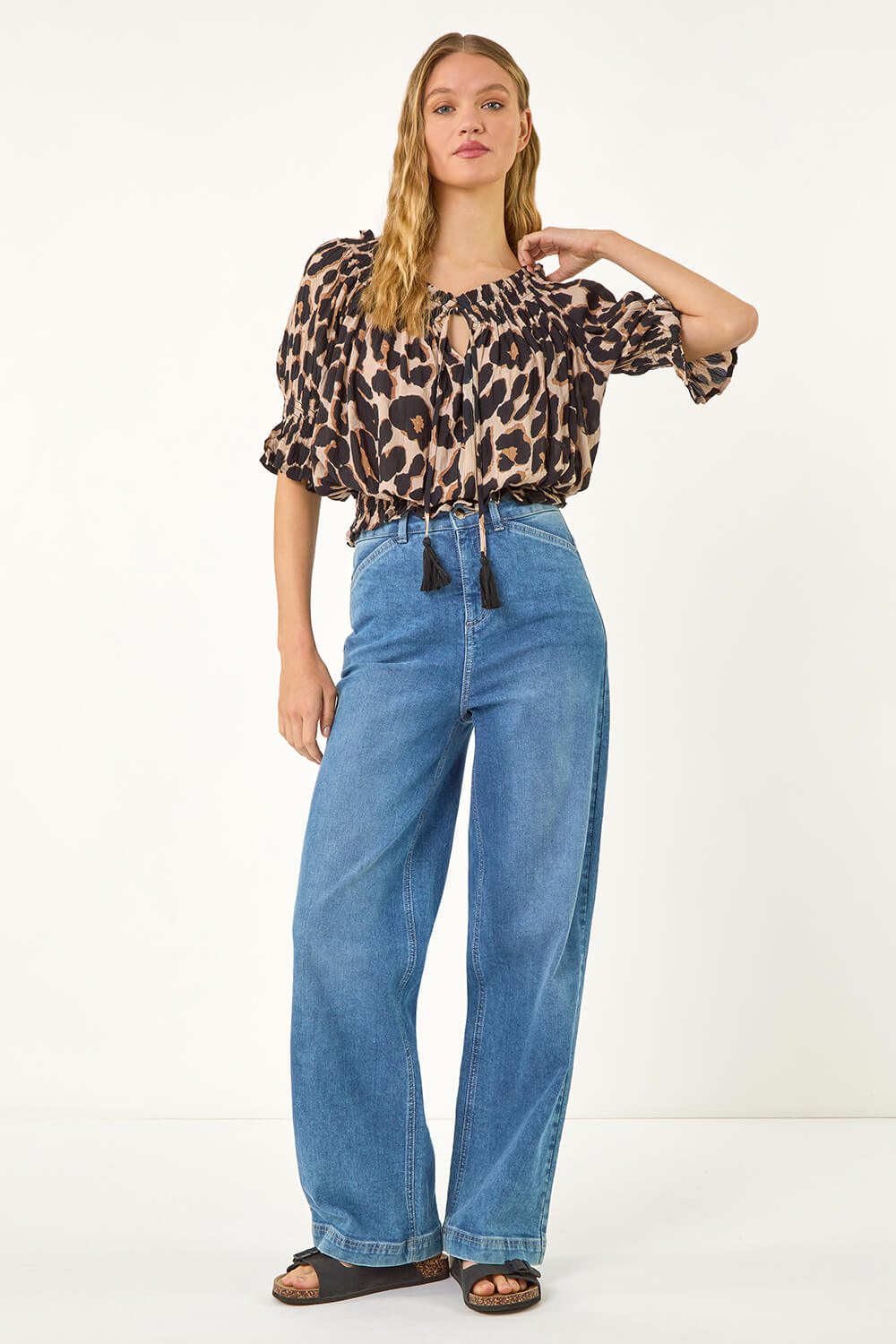 Natural Animal Print Key Hole Bardot, Image 3 of 5
