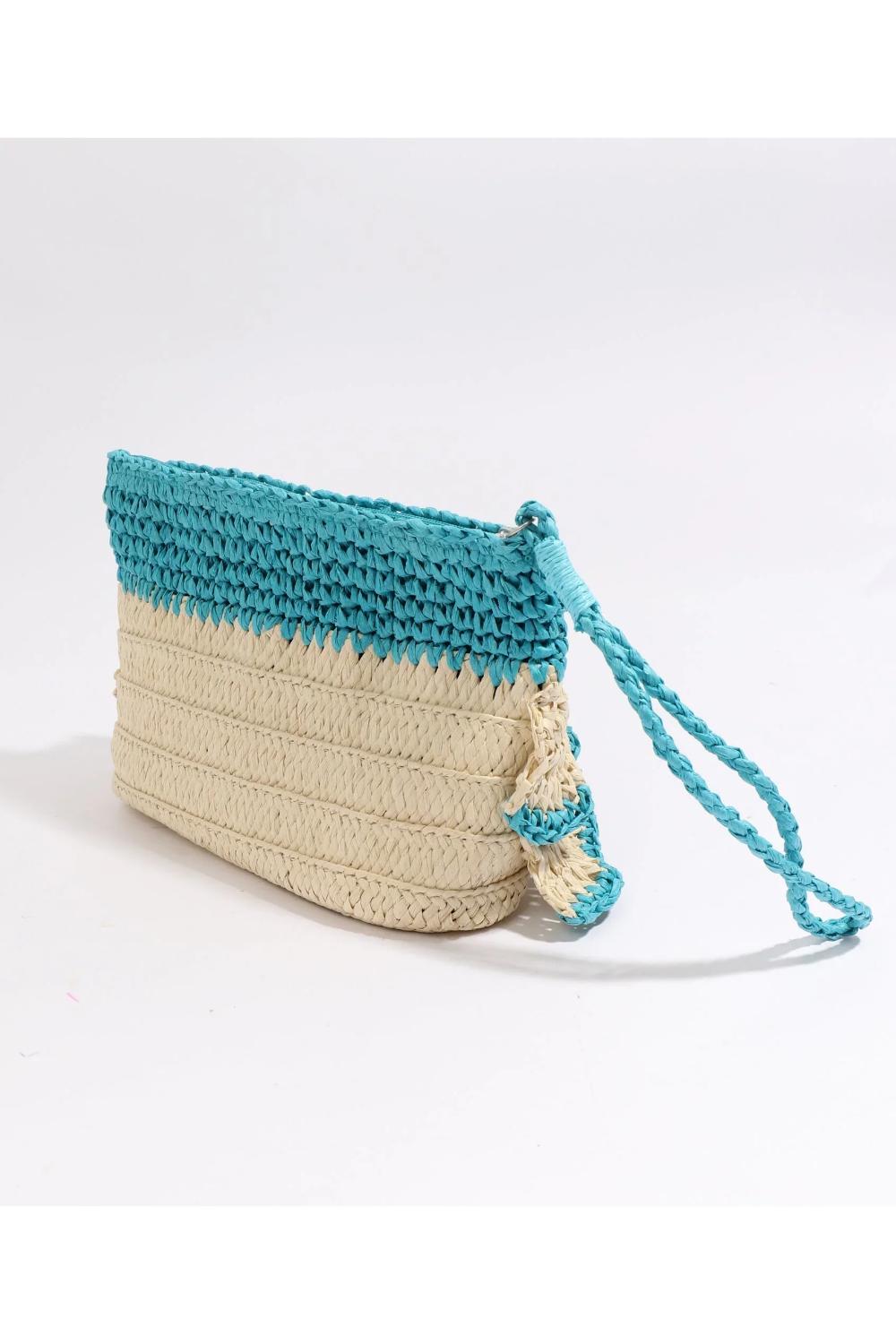 Turqouise Saffira - Straw Clutch Bag - Pale Turquoise, Image 3 of 3