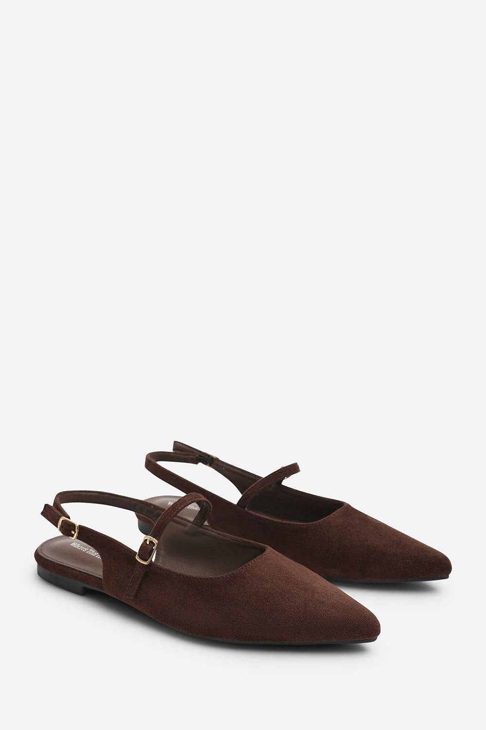 Dark Brown Estrella Pointed Toe Mary Jane Open Back Ballet Flats, Image 4 of 7