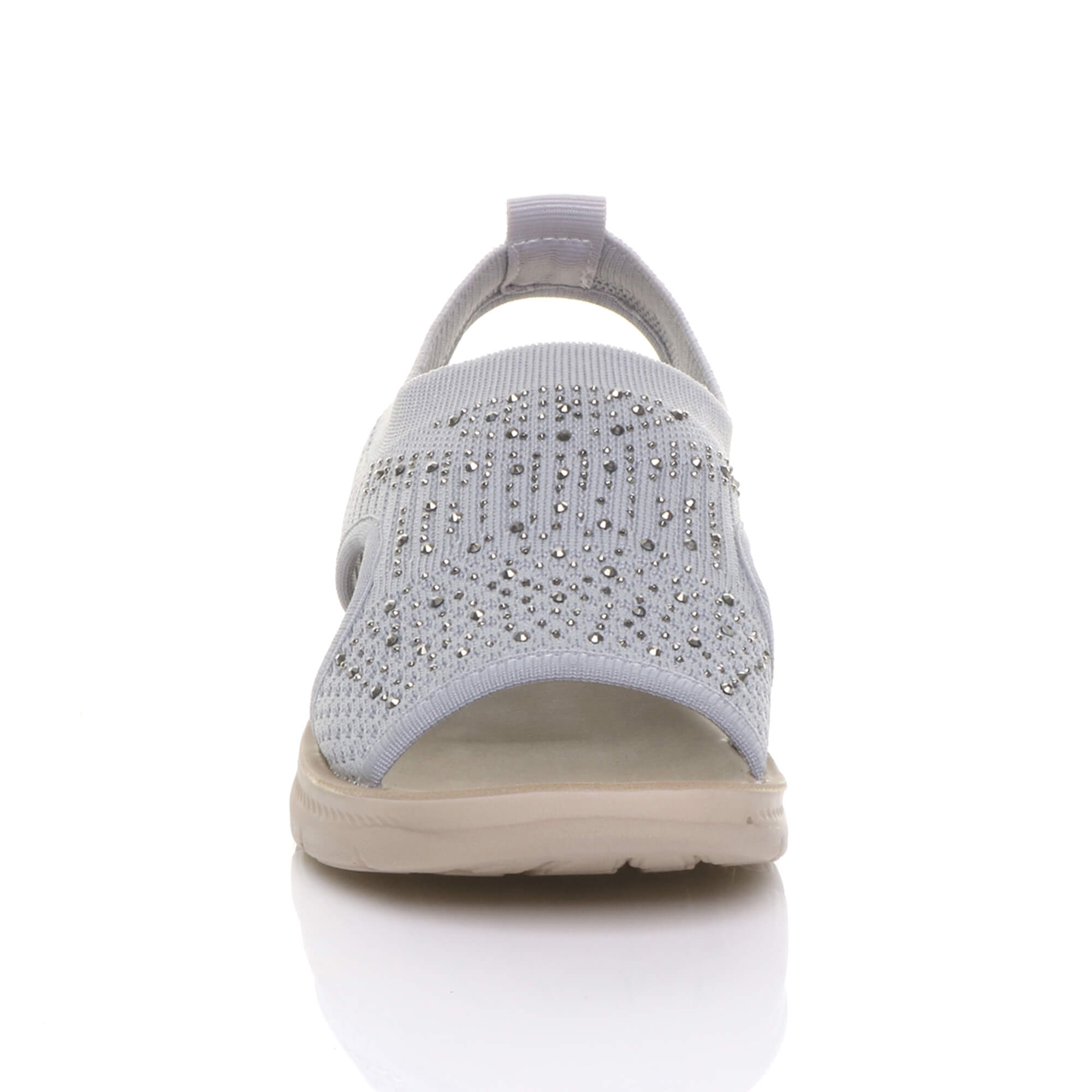 Grey AJVANI Grey Slingback Diamante Summer Holiday Comfort Sandals, Image 5 of 5