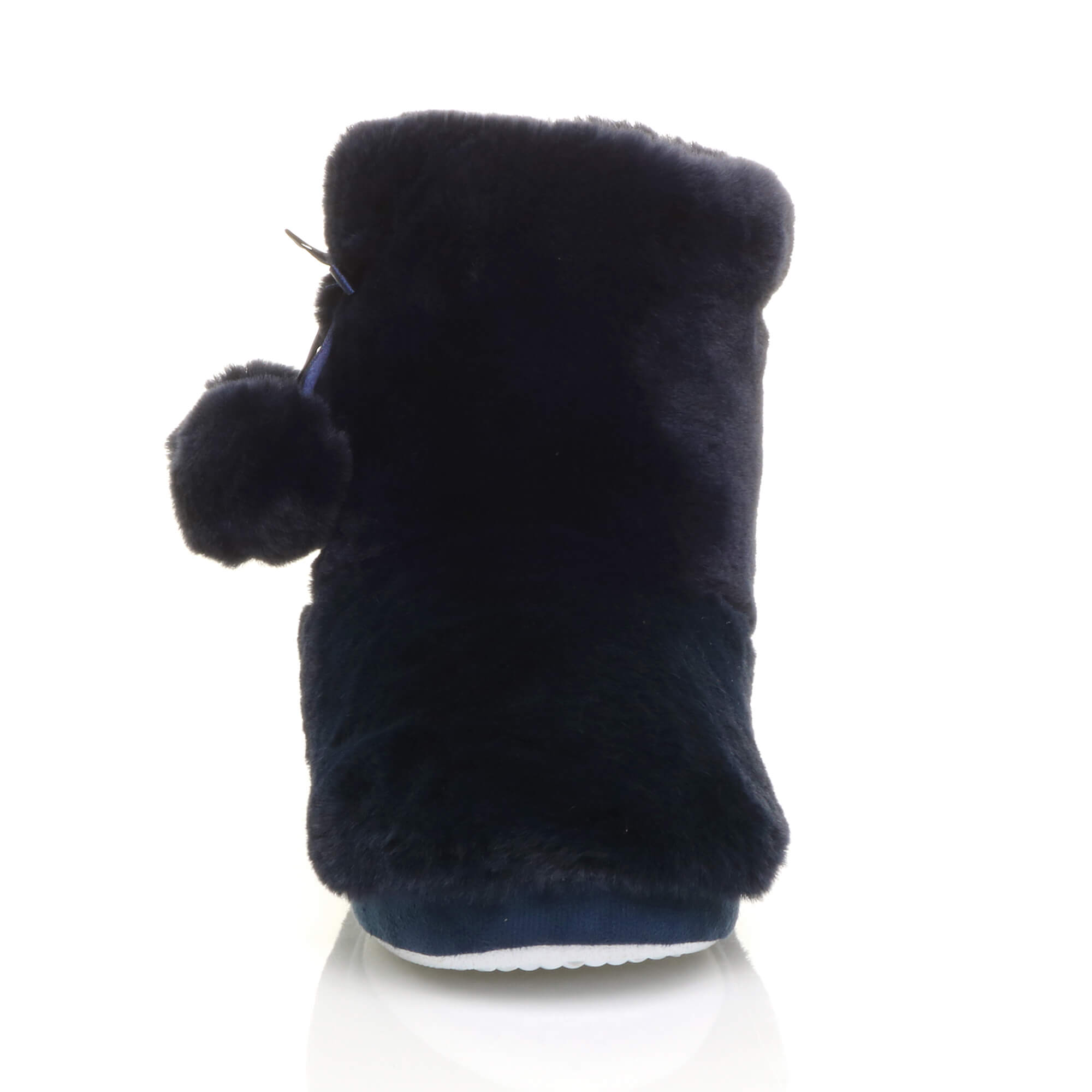 Navy Blue AJVANI Navy Blue Faux Fur Lined Slip On Memory Foam Mules Slippers, Image 6 of 6