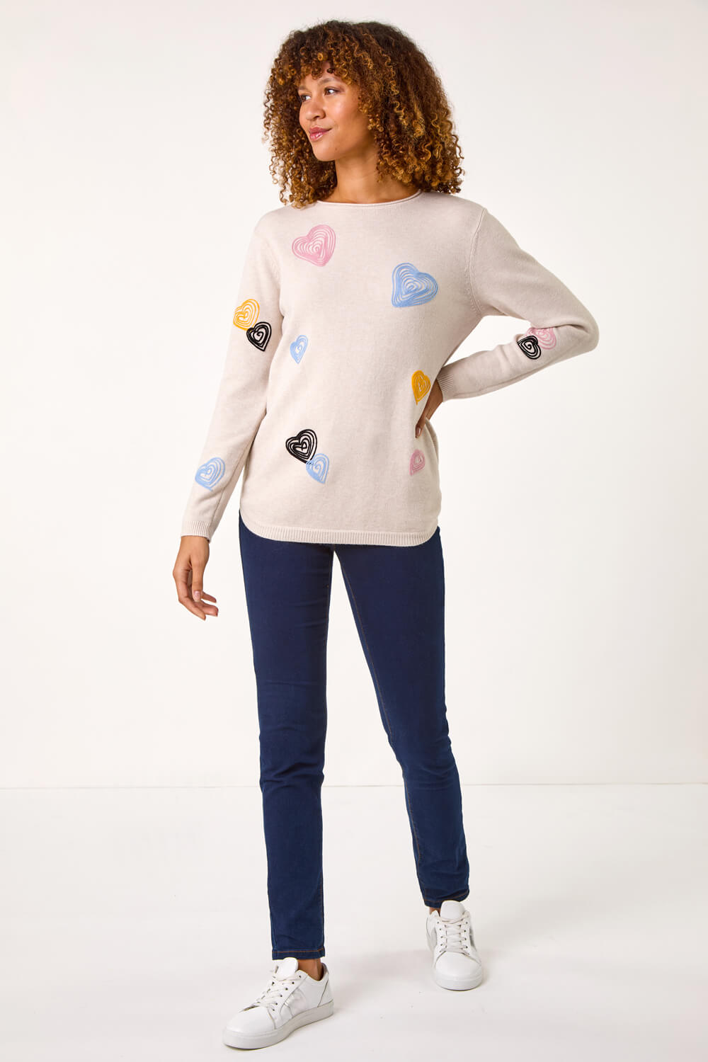 Natural Heart Stitch Crew Neck Jumper, Image 3 of 5