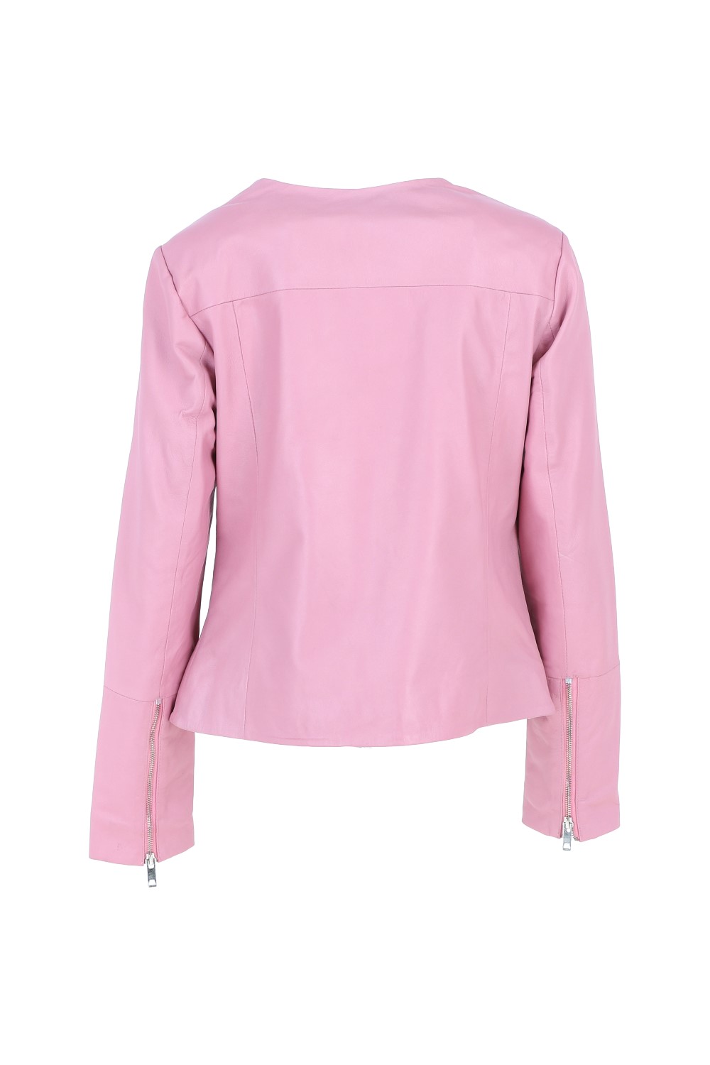 Pink Ashwood Leather Pink 'Francesca' Collarless Real Leather Fashion Jacket, Image 4 of 4