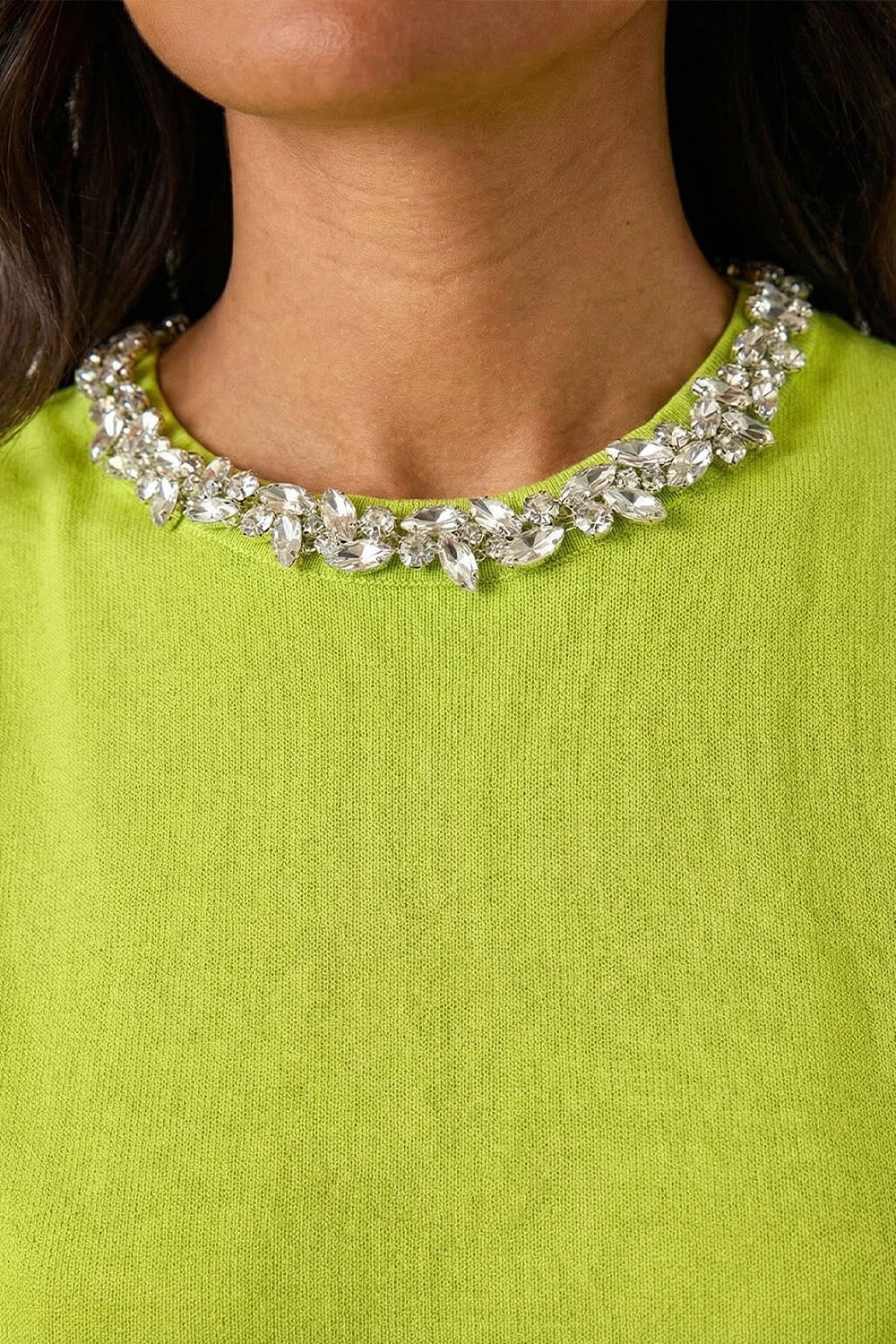 Lime Embellished Neck Knit Vest, Image 5 of 4