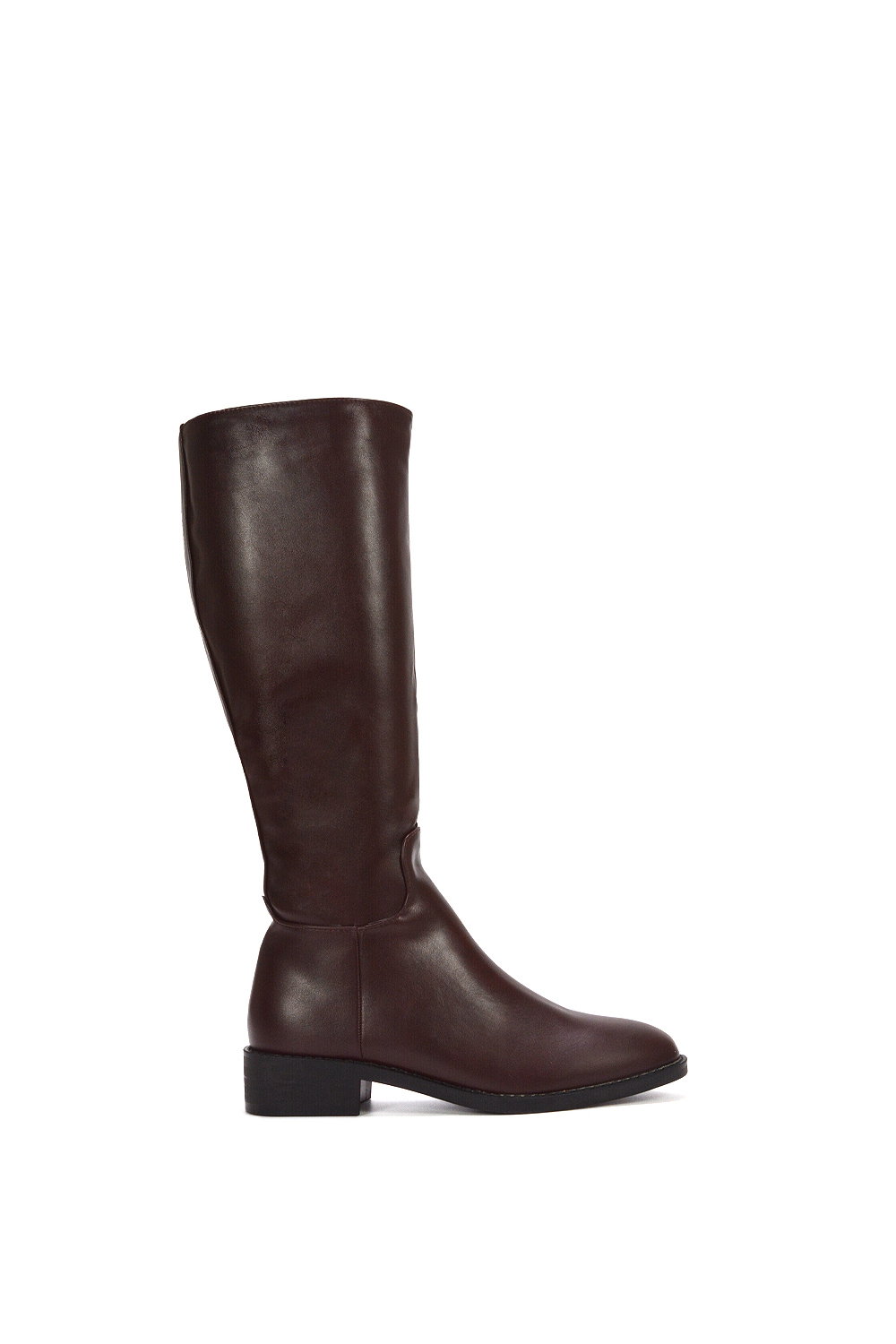 Brown 'Lucia' Low Block Heel Knee High Riding Boots