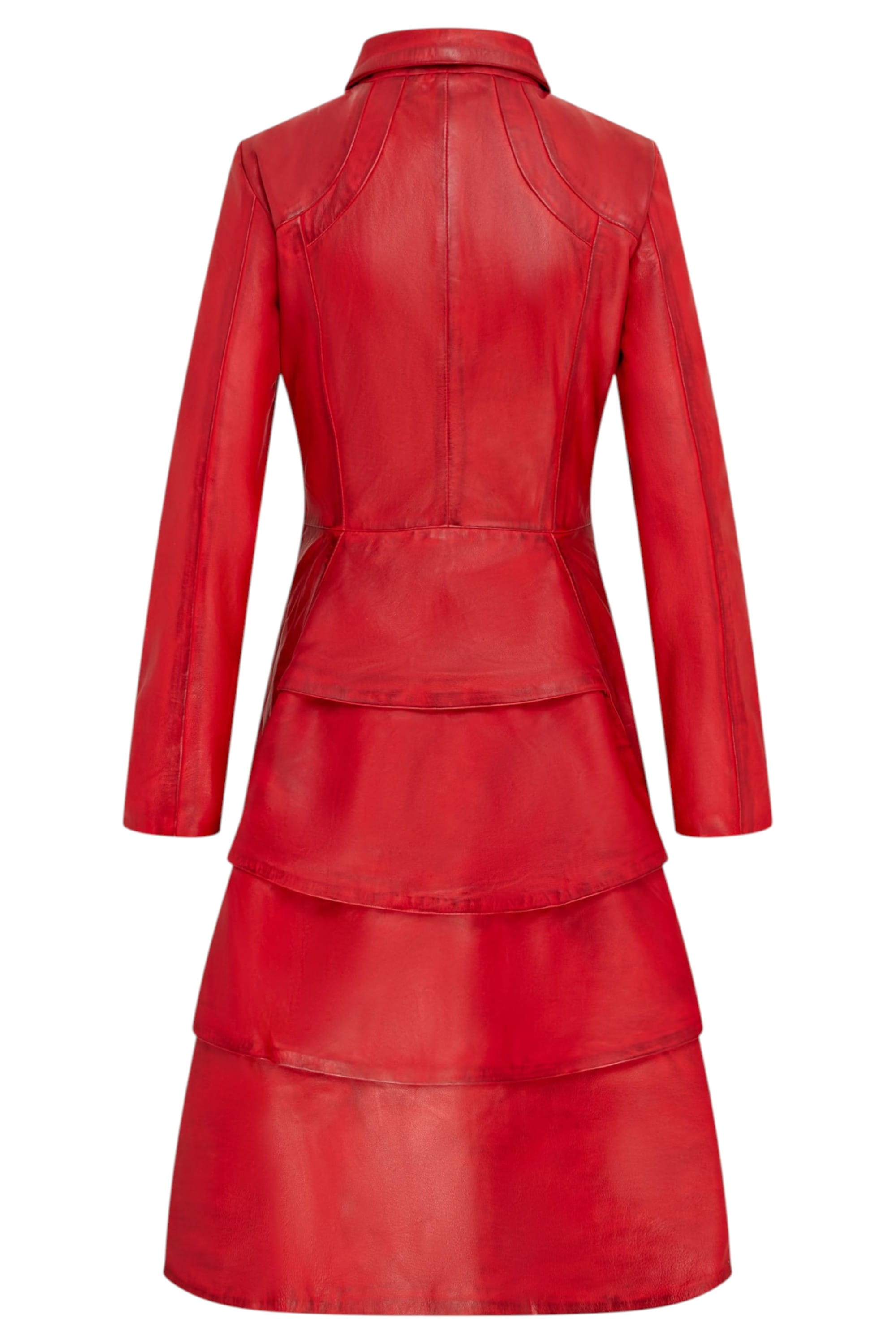Red Goth Full Length Victorian Leather Coat, Image 4 of 6