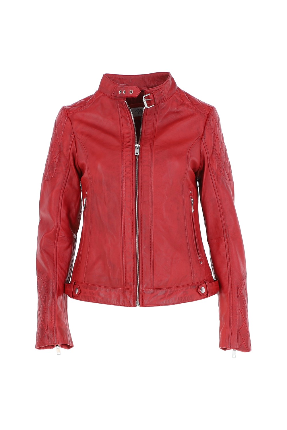 Red Ashwood Leather Red 'Kore' Real Leather Biker Jacket, Image 2 of 5