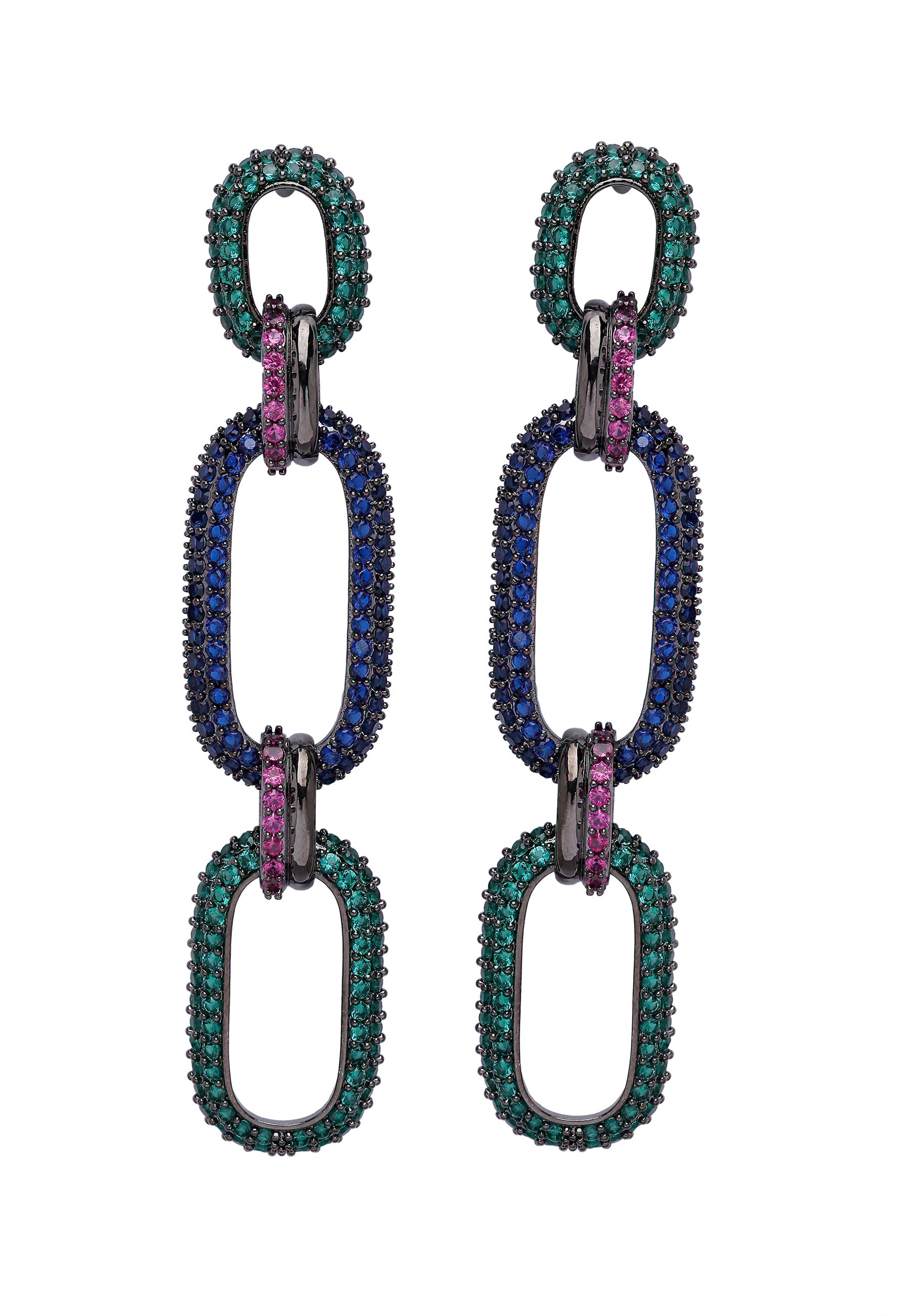 Green Diva Dangle Drop Oval Hoops