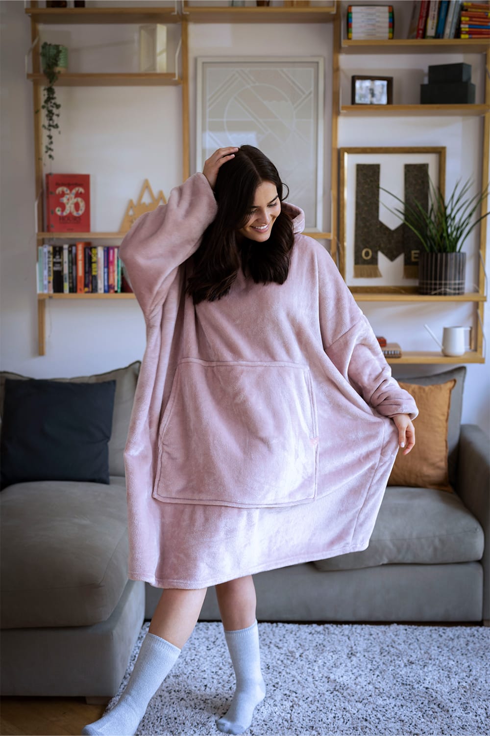 Pink Extra Long Soft Fleece Oversized Snoodie, Image 2 of 4