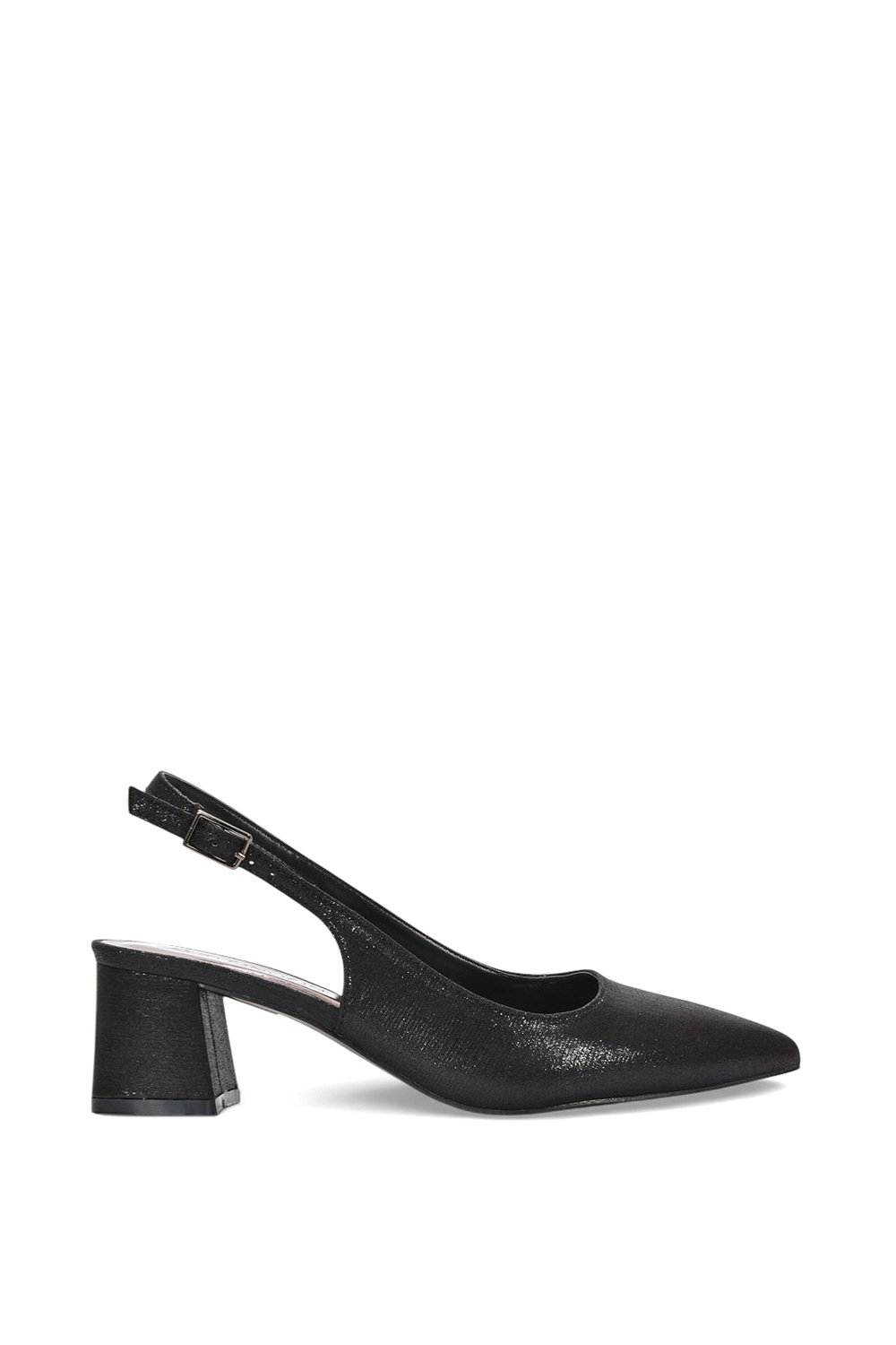 Black 'Virelai' Shimmer Low Block Heels With Slingback