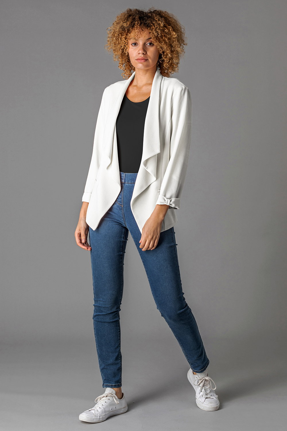 Ivory  Waterfall Front Bow Sleeve Jacket, Image 4 of 4