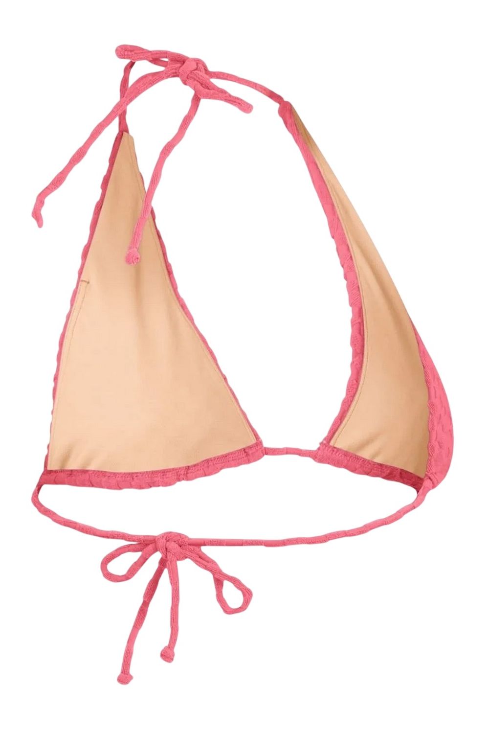 Light Pink Textured Triangle Cups Bikini Top, Image 2 of 3