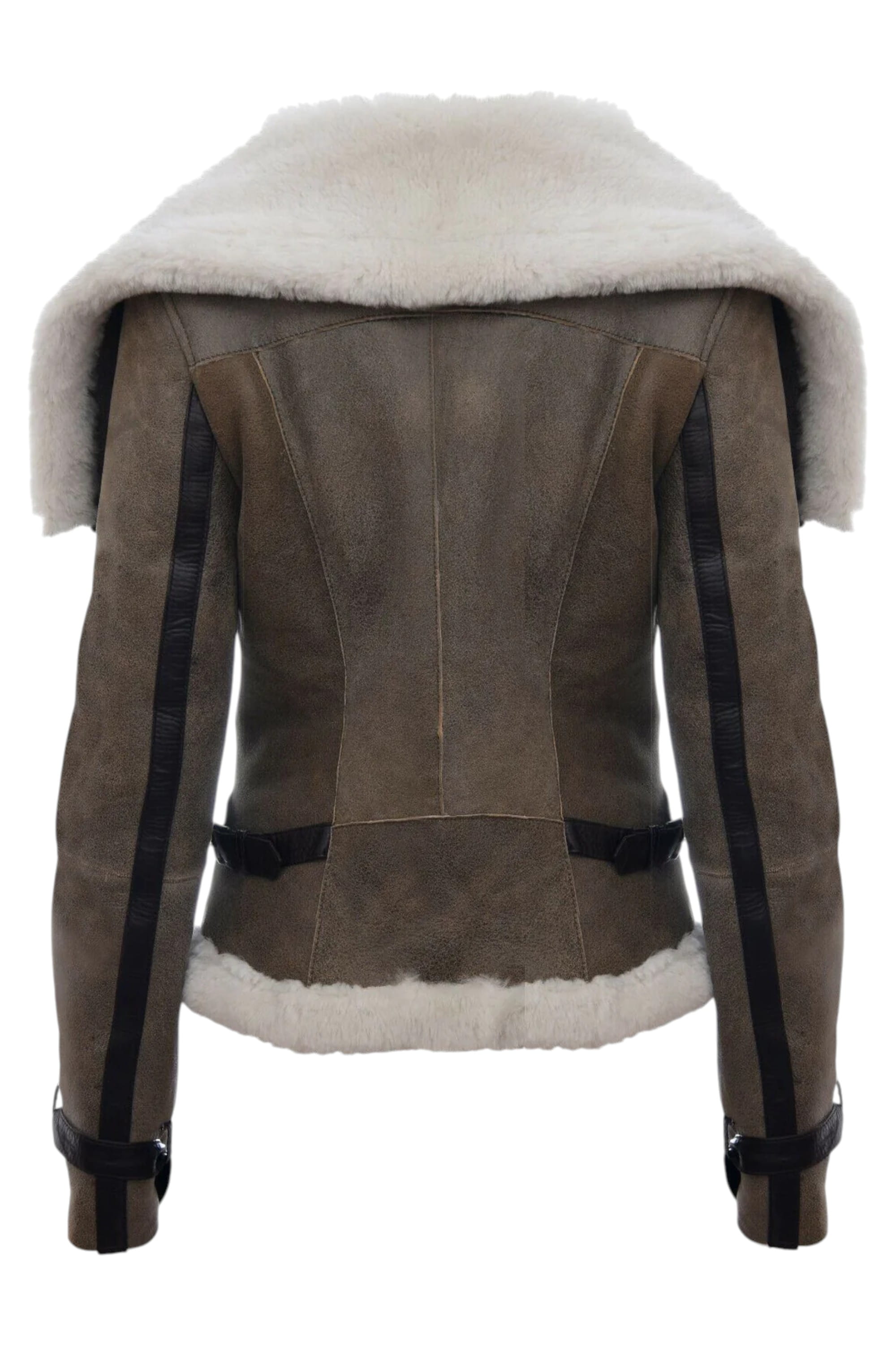 Tan Merino Sheepskin Aviator Leather Jacket, Image 4 of 5