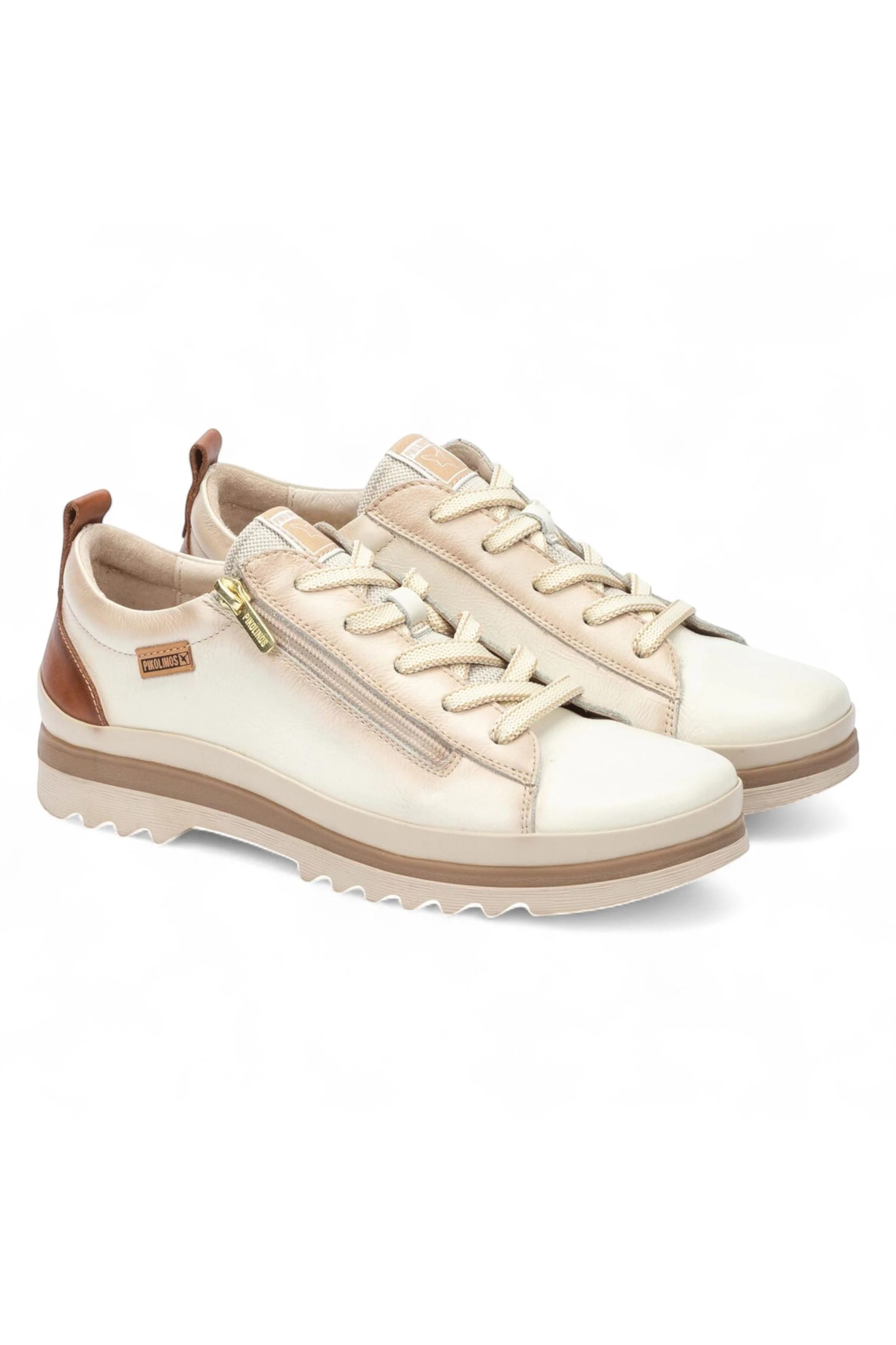 White Womens Laces Zipper Trainers -W3W-6979C1, Image 2 of 8
