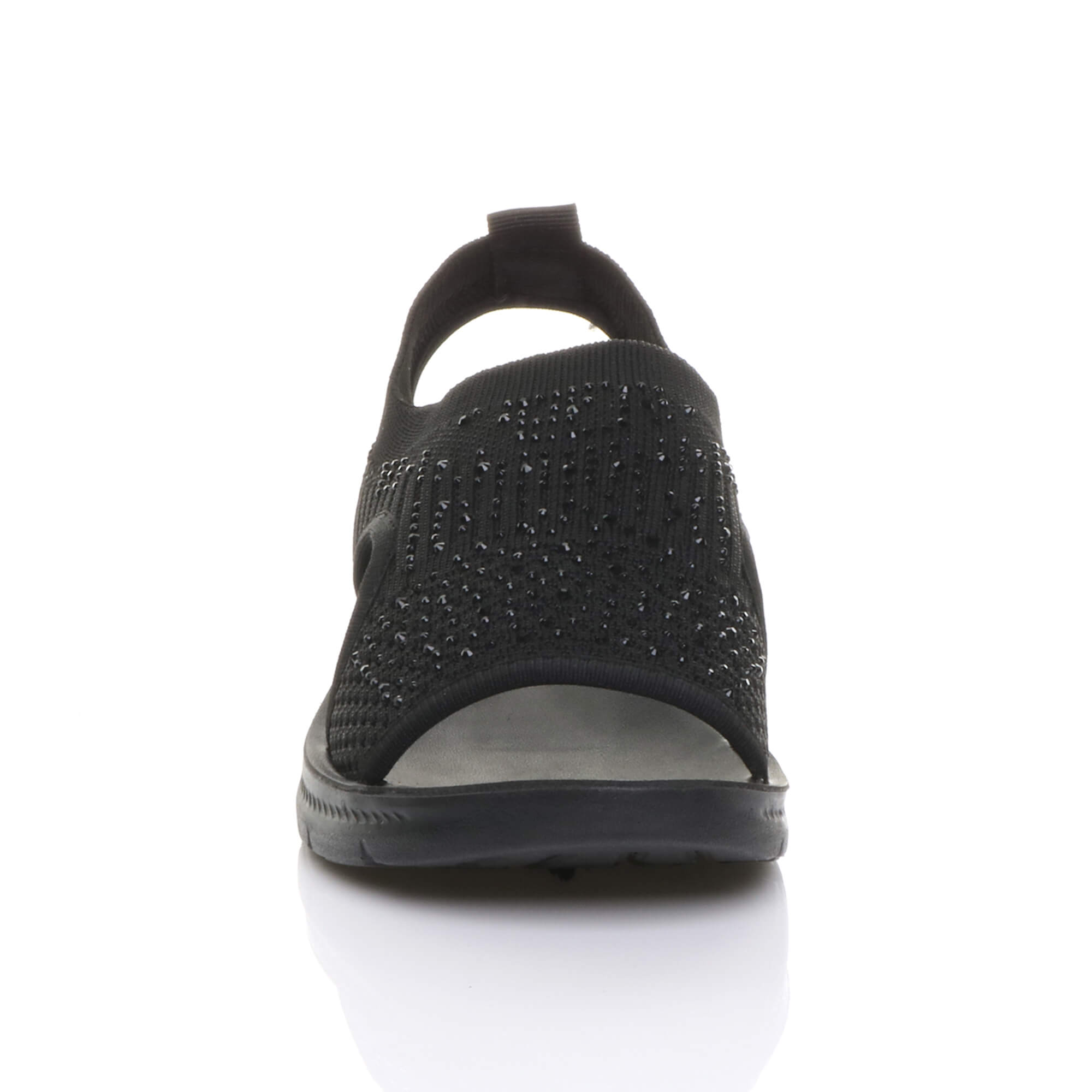 Black AJVANI Black Slingback Diamante Summer Holiday Comfort Sandals, Image 5 of 5