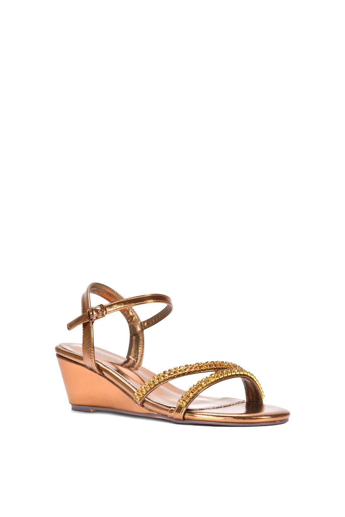 Rose 'Sammy' Diamante Mid Heel Strappy Wedge Sandals, Image 2 of 6