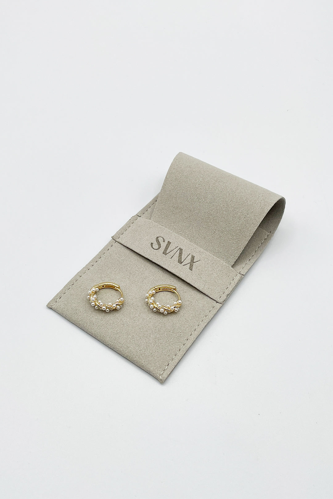 Gold Pearl Vine Hoop Earrings, Image 3 of 3