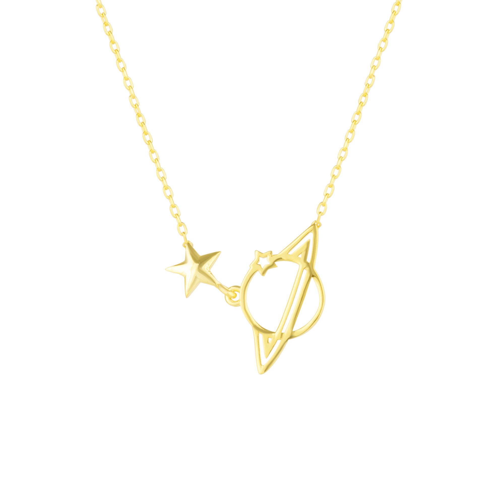 Gold Spero Gold Sterling Silver Saturn Necklace, Image 1 of 6