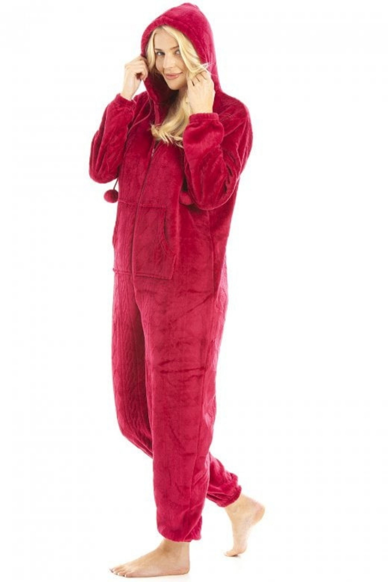 Magenta Camille Lingerie Magenta Supersoft Hooded Onesie, Image 4 of 6