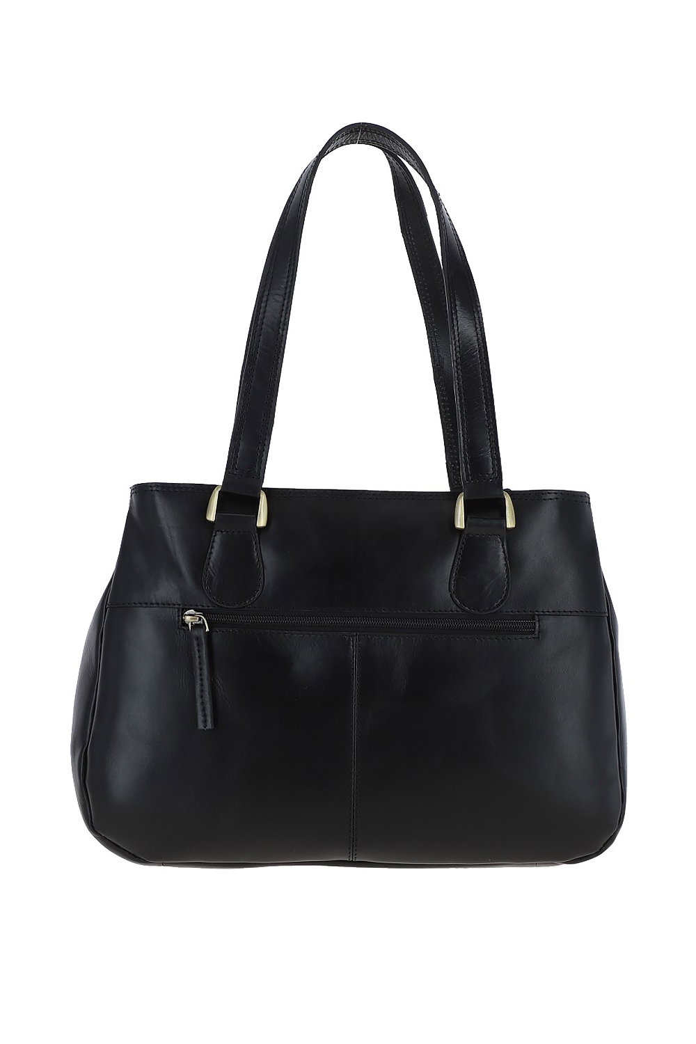 Black Vegetable Tanned Three Section Real Leather Shoulder Bag, Image 3 of 3