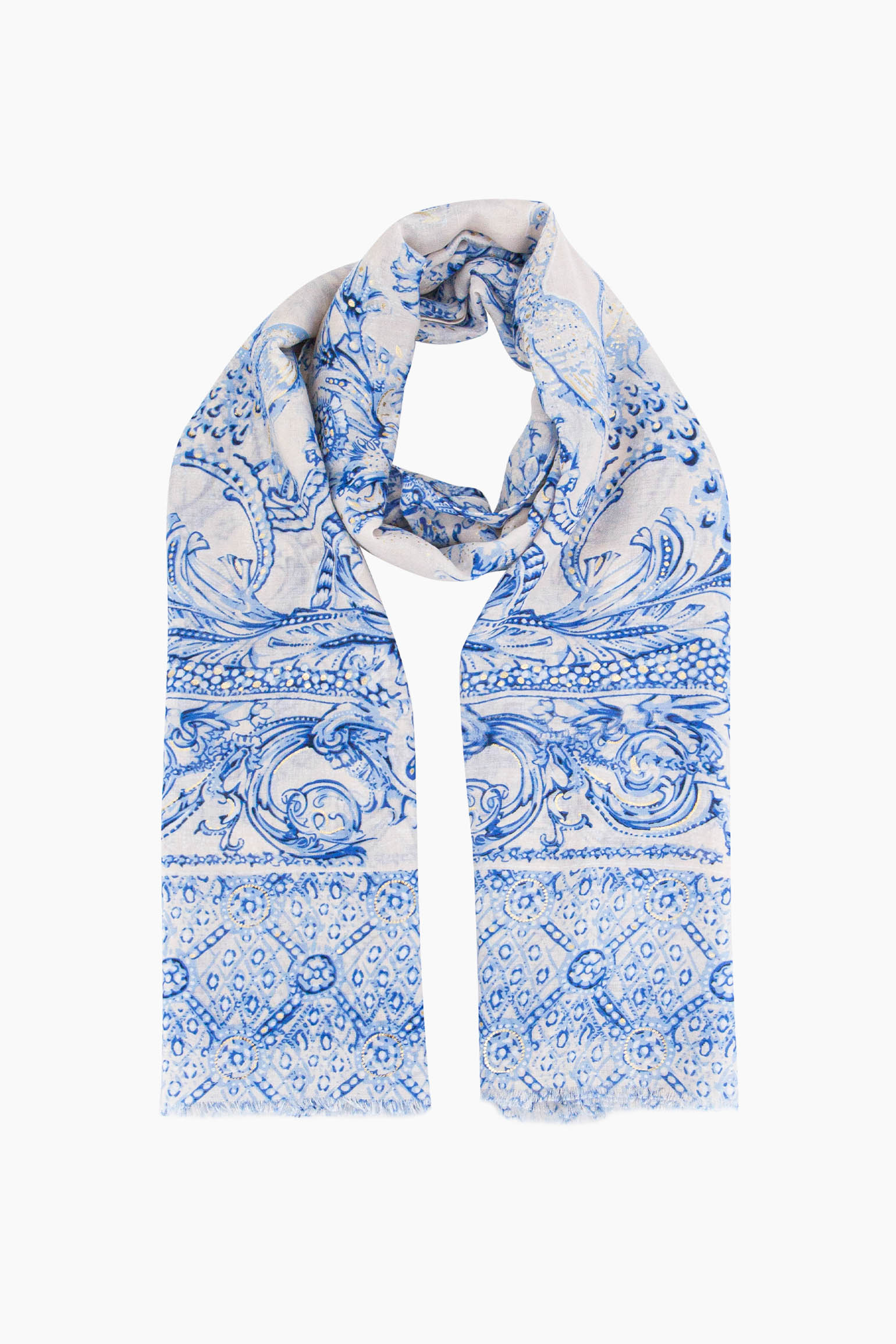 Blue Vintage Floral Lightweight Scarf, Image 1 of 4