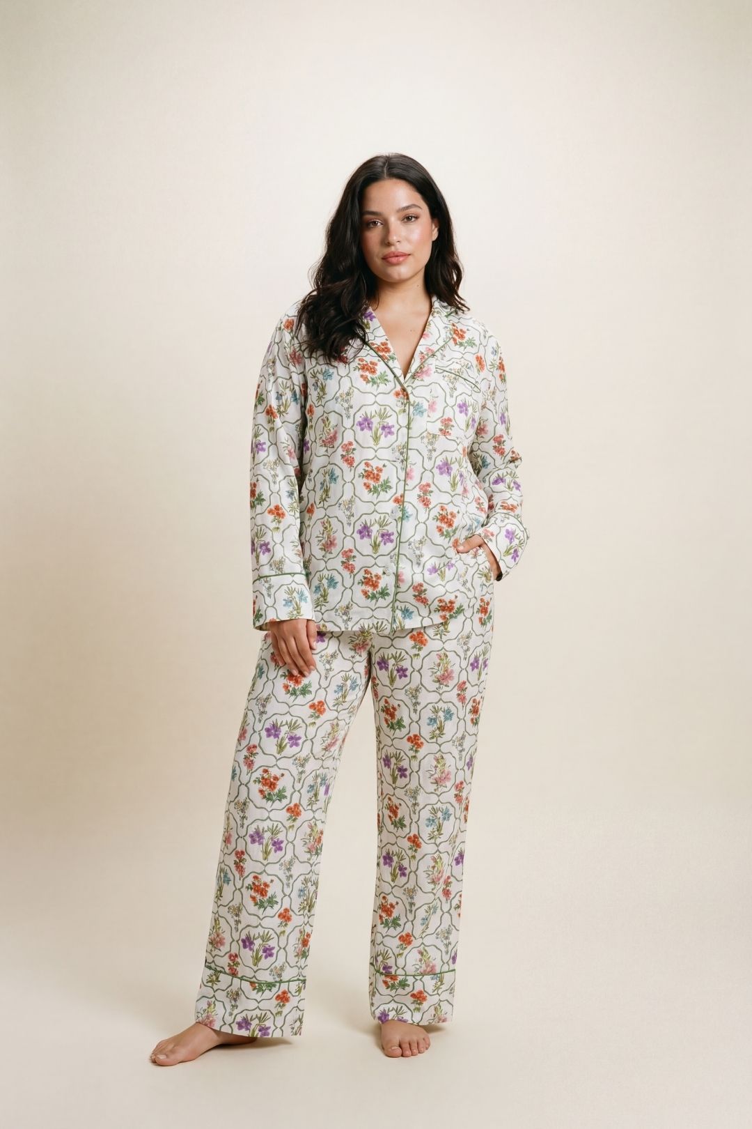 Multi Floral Modal Pyjama Trouser Set, Image 1 of 4