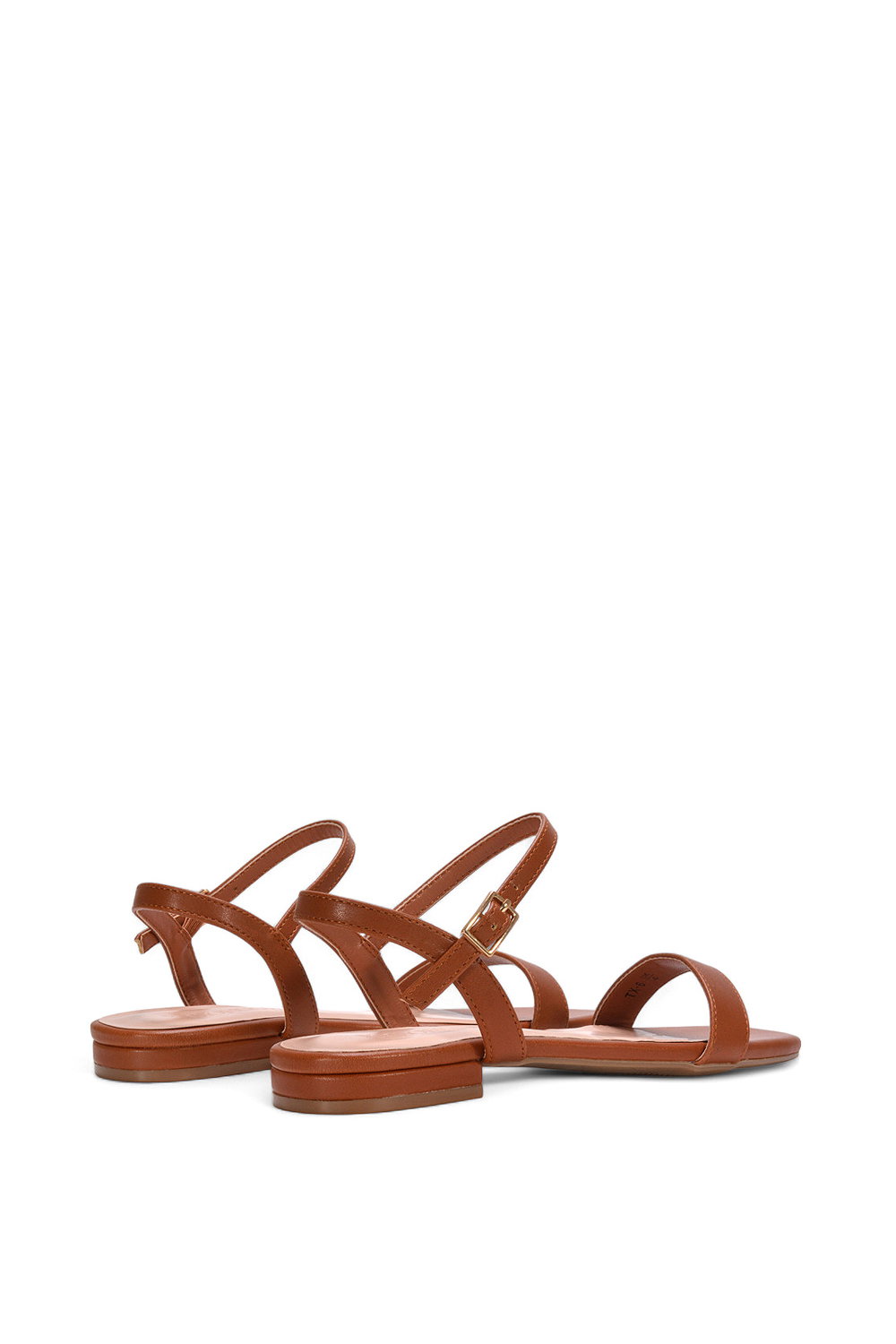 Brown XY LONDON Brown 'Hallie' Open Toe Flat Strappy Sandals With Ankle Strap, Image 3 of 5