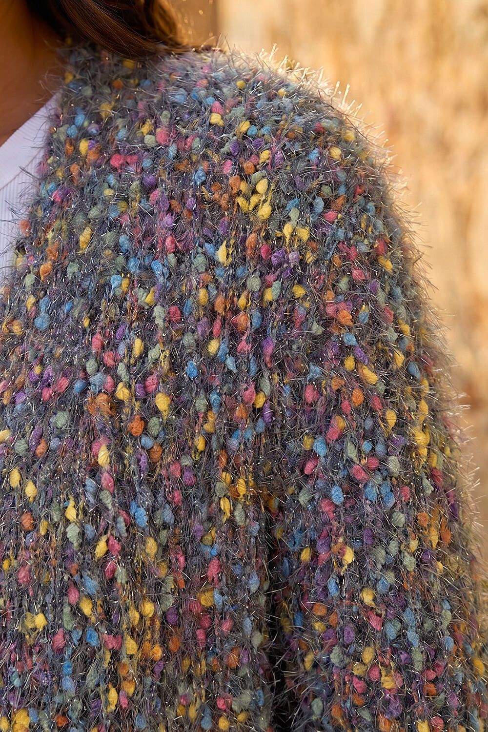 Navy Fluffy Sparkle Cardigan, Image 5 of 4