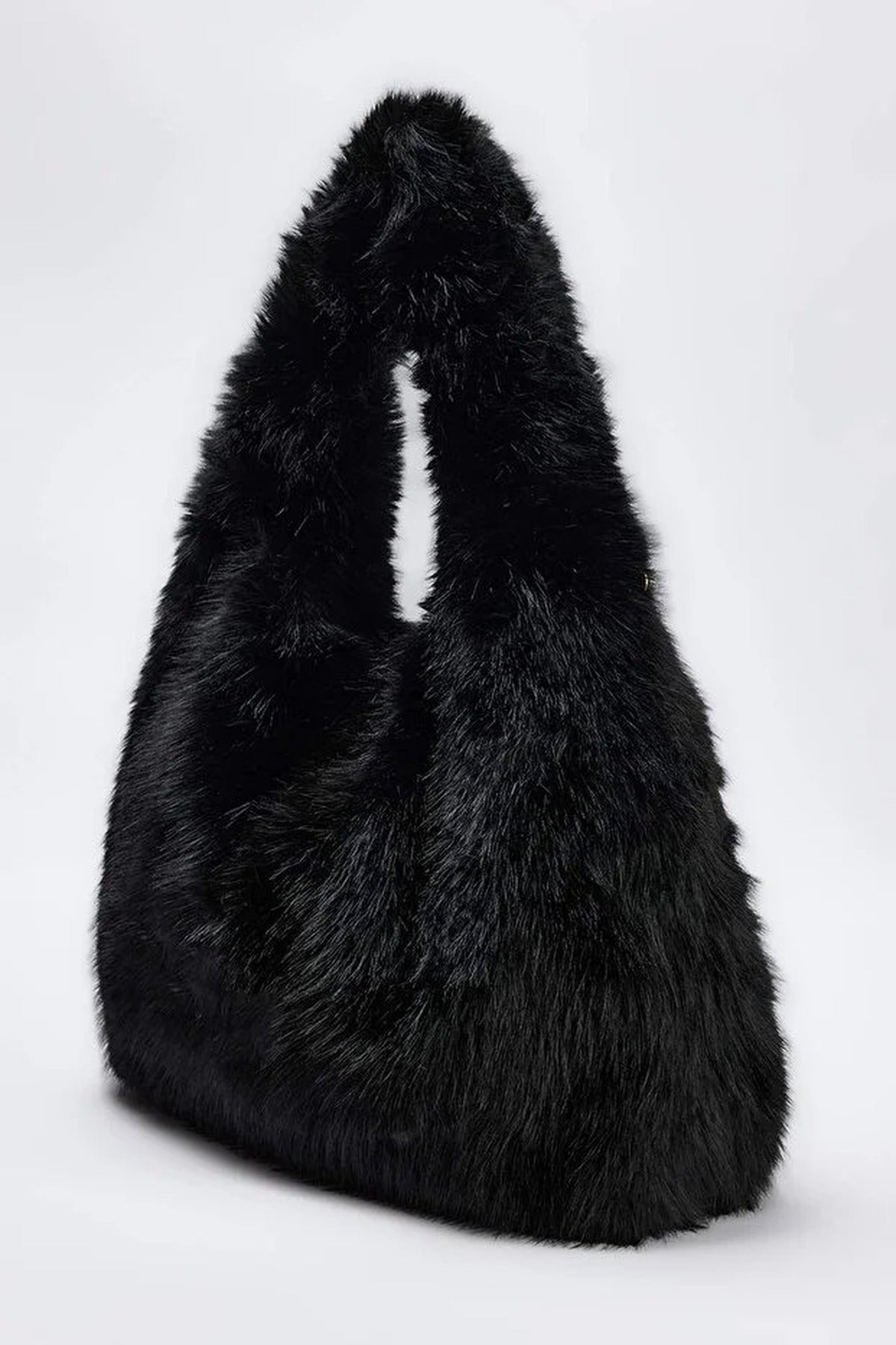 Black WOVCOR Black Faux Fur Slouchy Grab Bag, Image 3 of 3