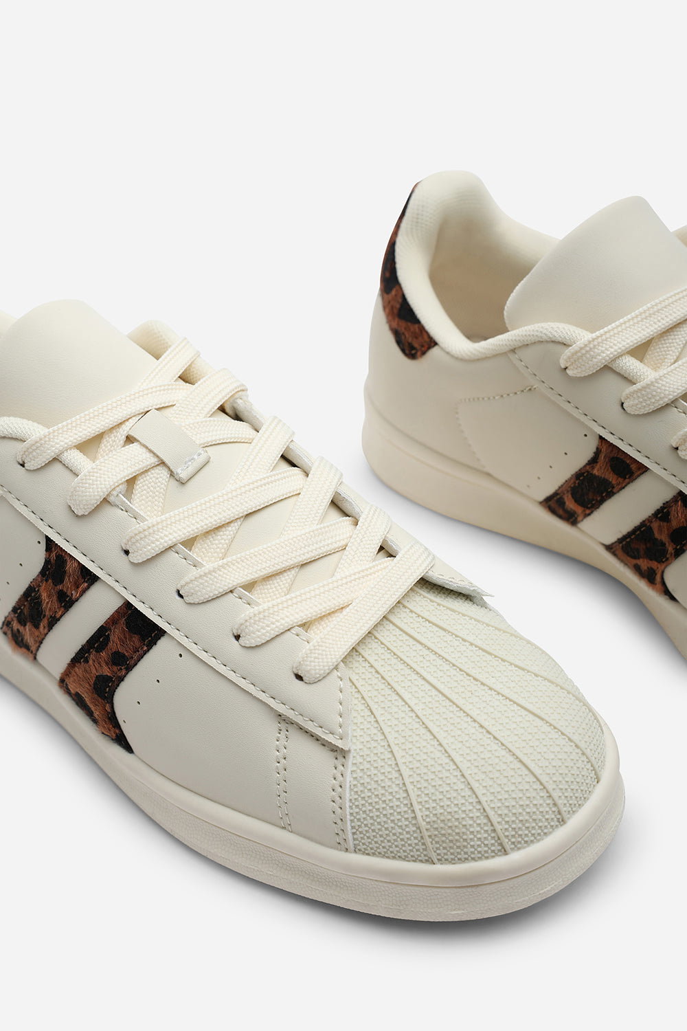 Beige Where's That From Beige Yamileth Stripe Panel Detailed Trainer, Image 5 of 6