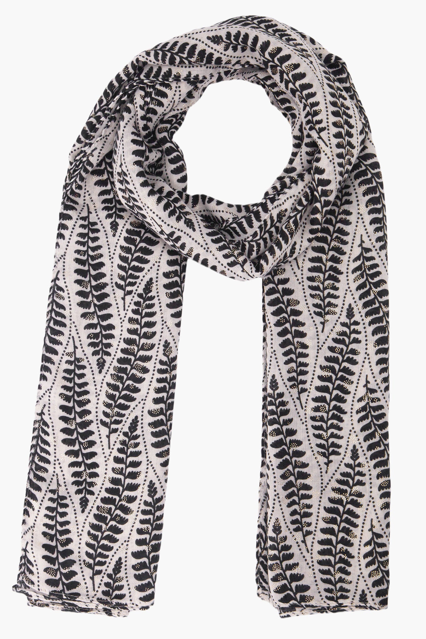 Cream Sarta Cream Fern Leaf Lightweight Scarf, Image 1 of 3