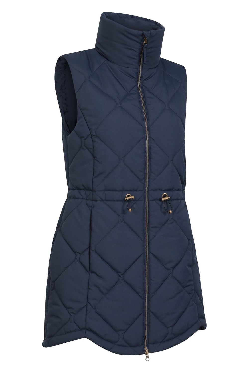 Navy Rye Quilted Long Length Gilet, Image 4 of 5