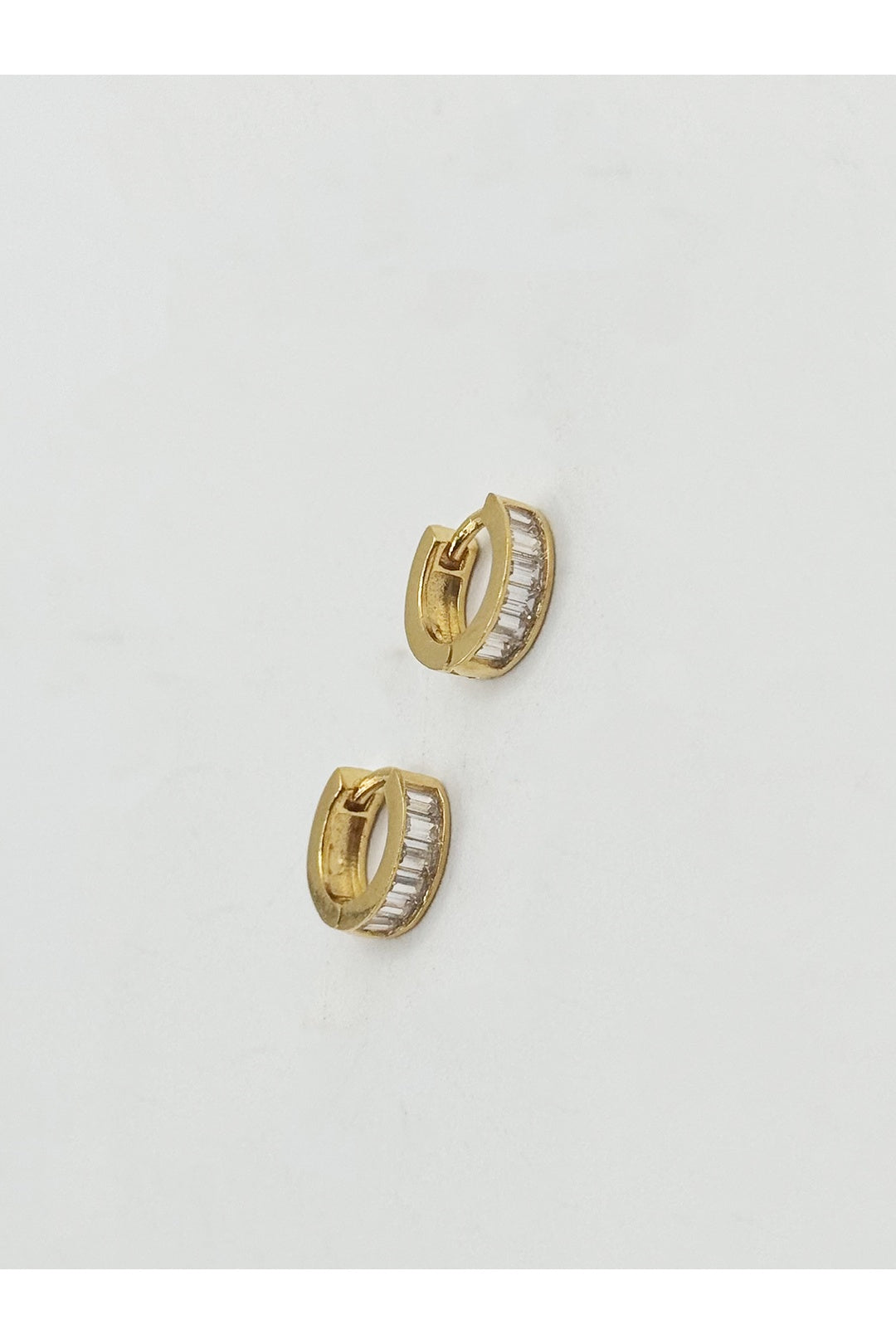 Gold Mini Huggie Hoop with Clear Stones, Image 4 of 5