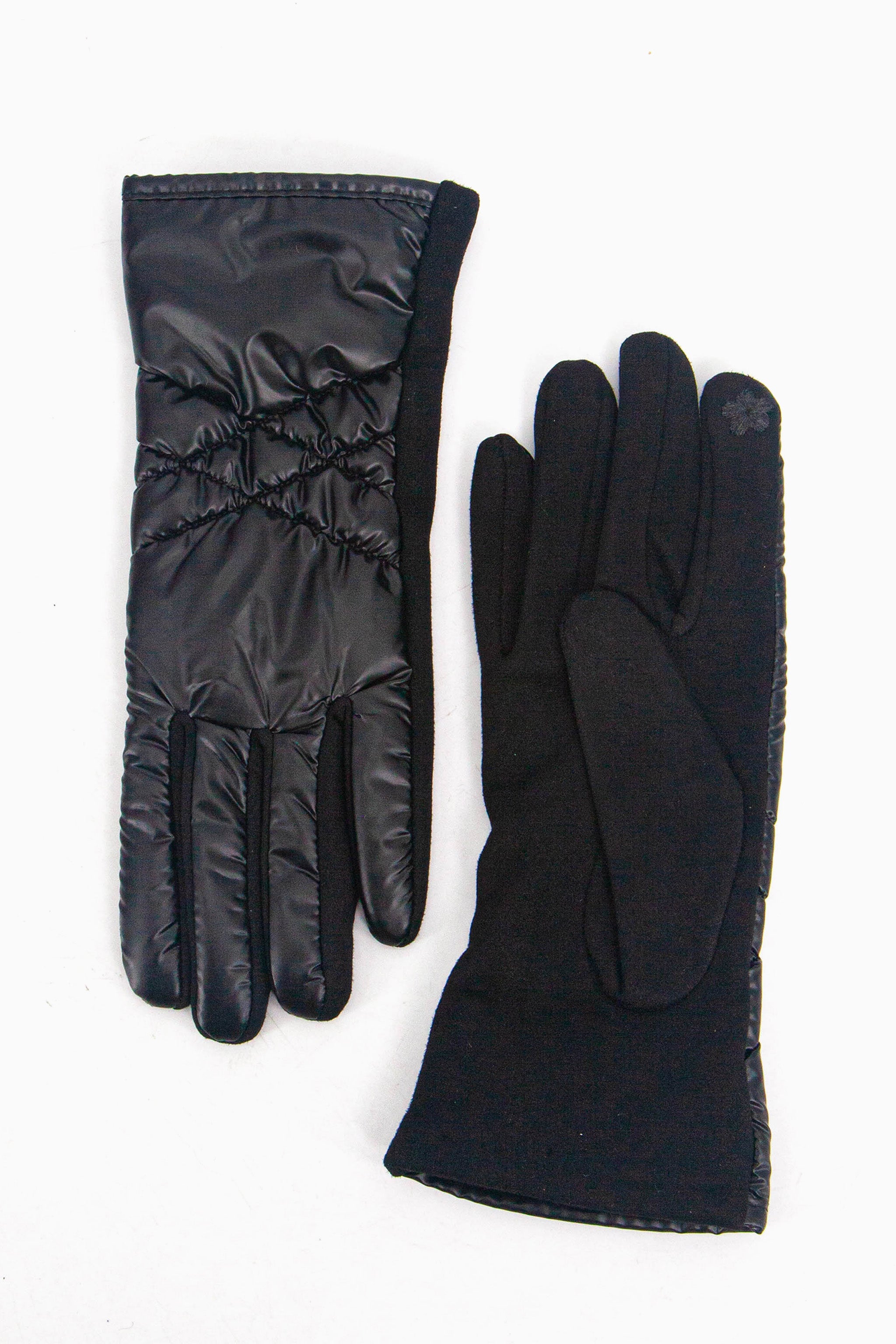 Black Metallic Touch Screen Winter Gloves, Image 1 of 4