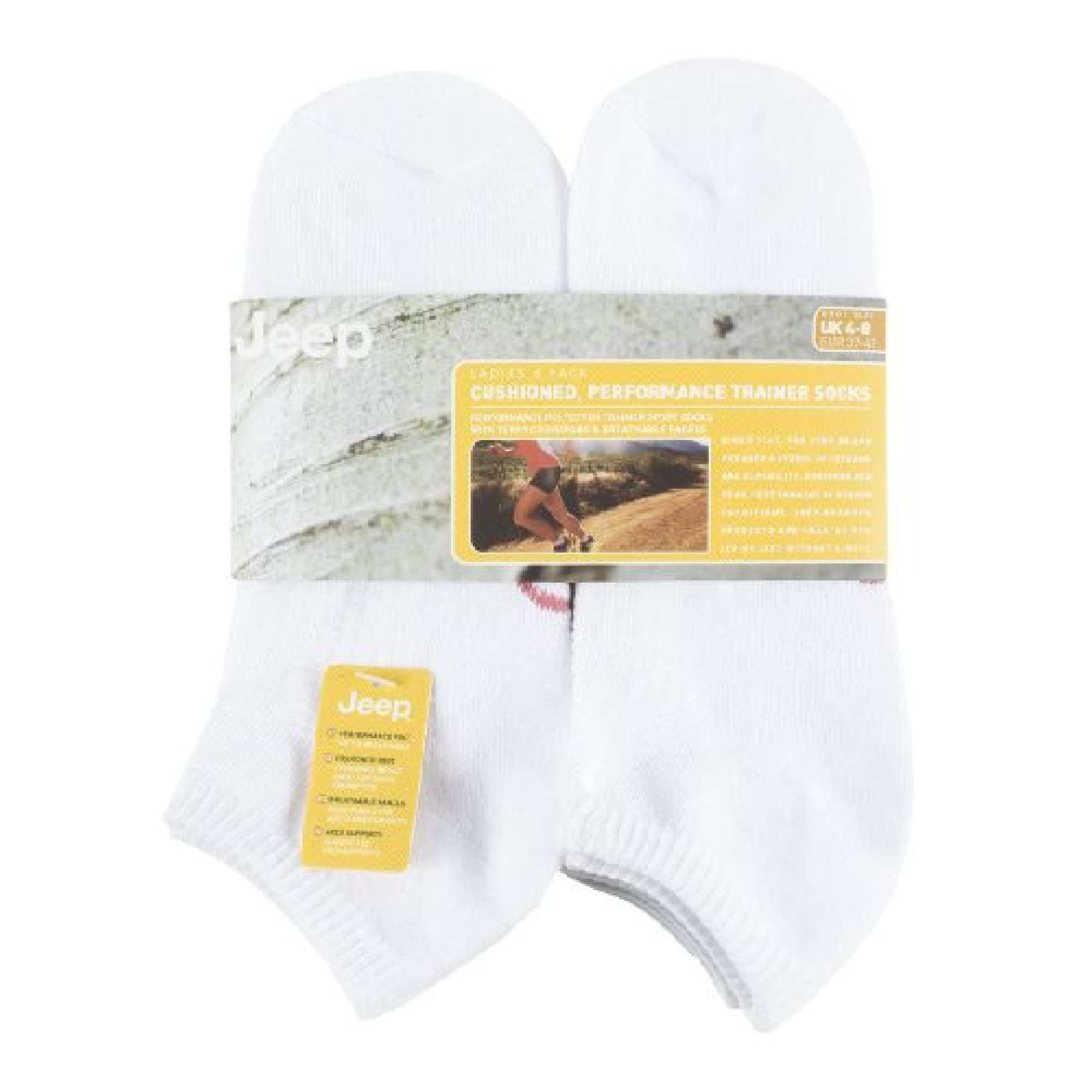 White 6 Pack Low Cut Trainer Gym Socks, Image 3 of 3