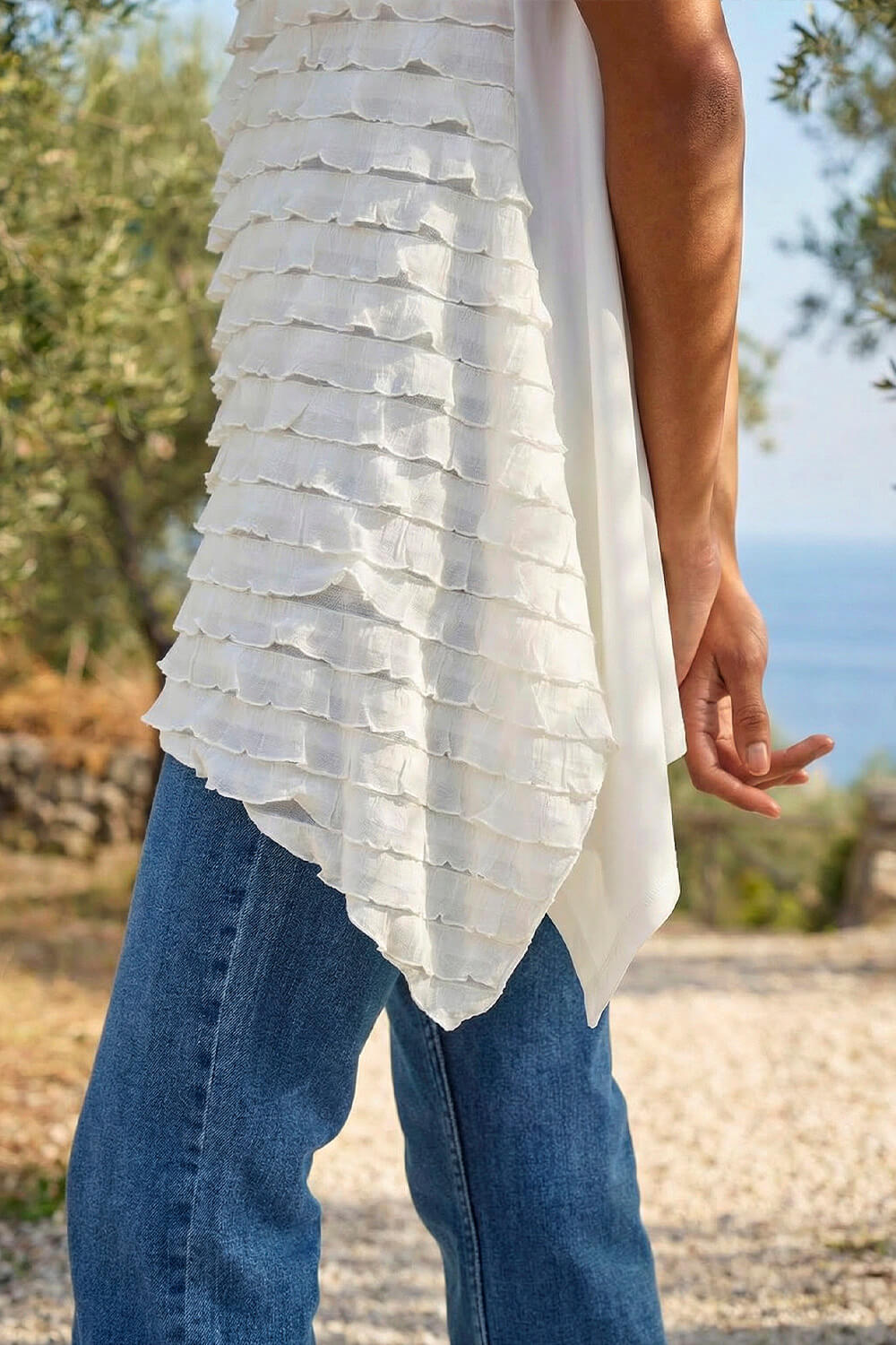 Ivory Frill Detail Tunic Top, Image 5 of 4