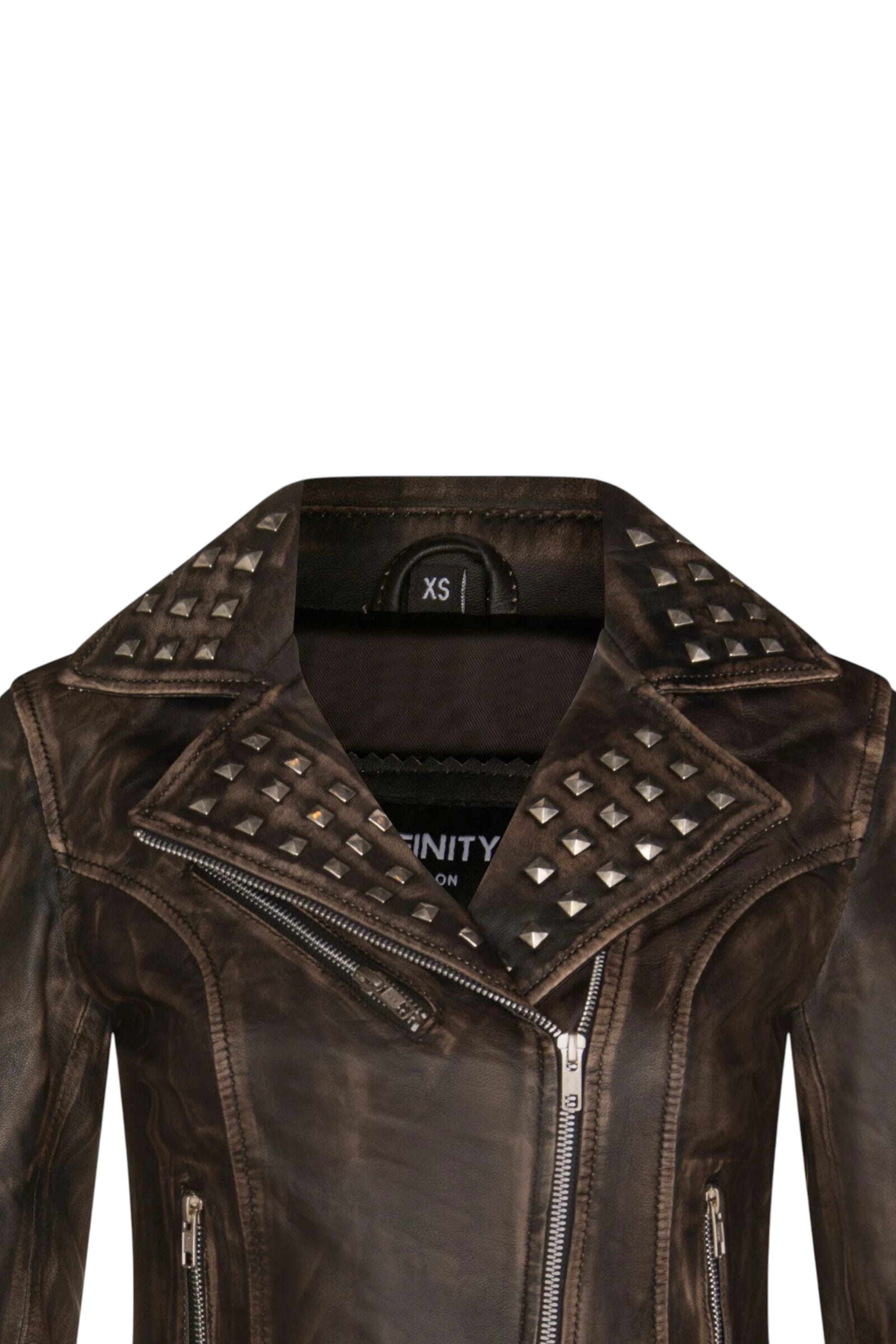 Charcoal Gothic Biker Stud Leather Jacket -Bilbao, Image 3 of 3