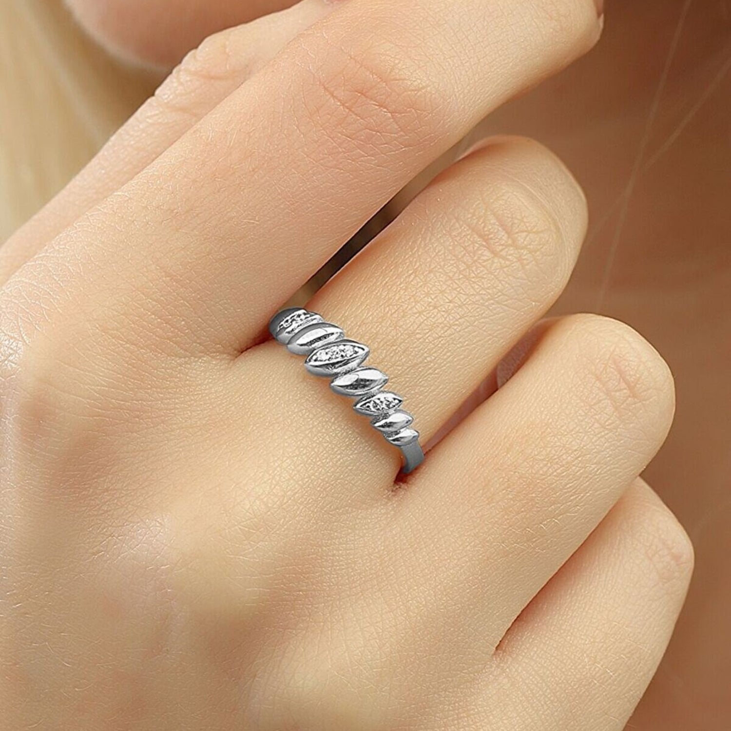 Gold Spero Gold Lined Stones Marquise Sterling Silver Ring, Image 4 of 4