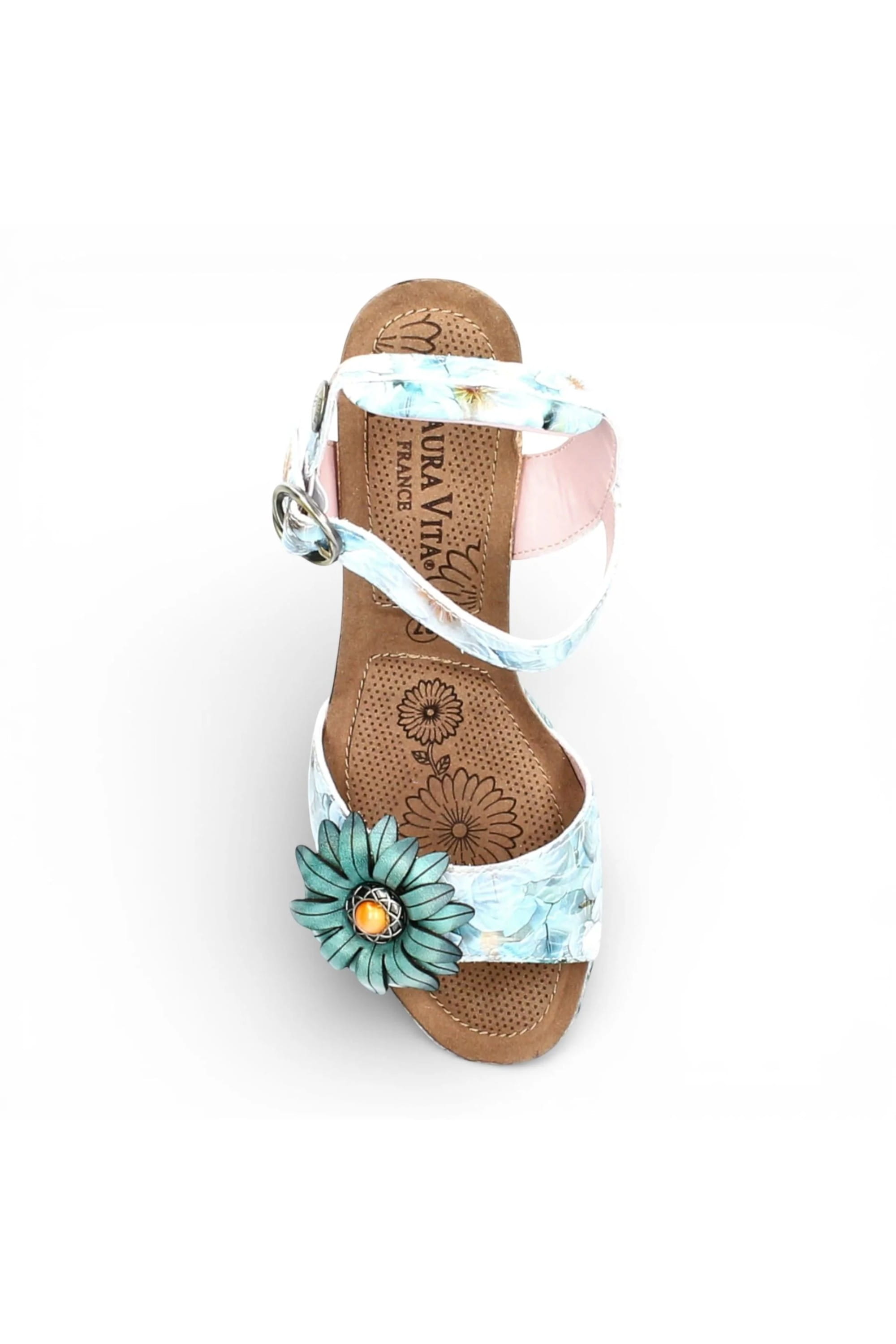 Blue Womens Durable Wedge Sandals-FACYO-75, Image 7 of 7