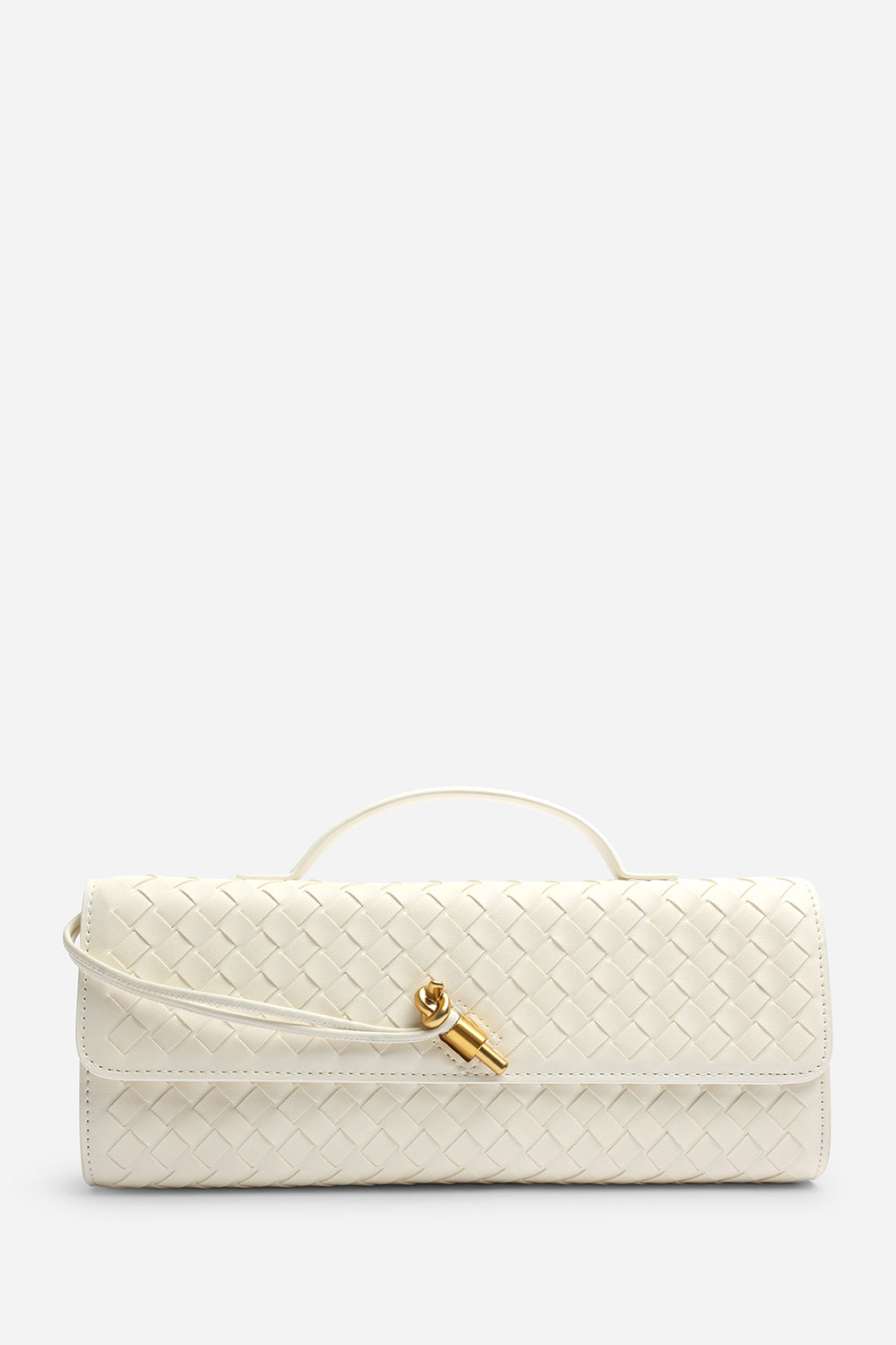 Cream Petal Envelope Style Woven Clutch Bag, Image 1 of 4